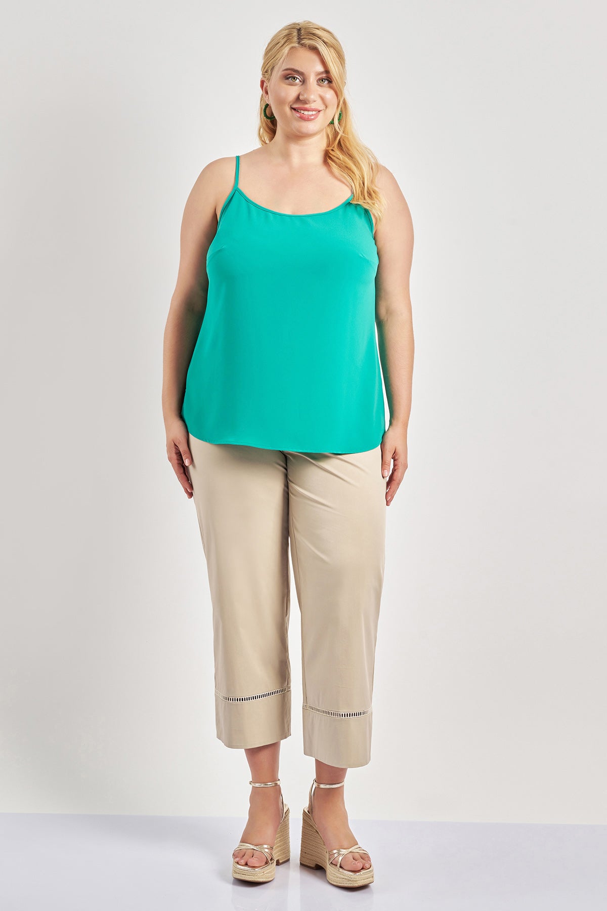 Strappy crepe top - Green
