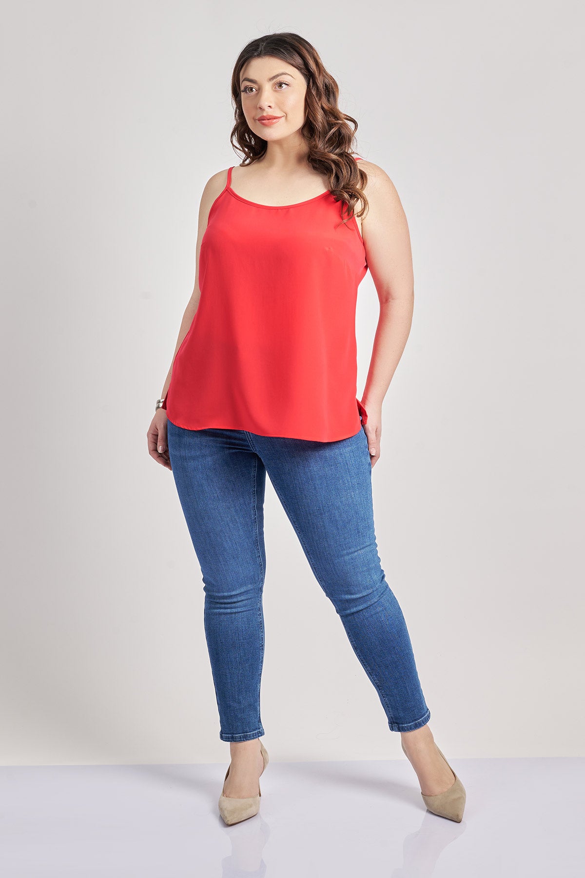 Strappy crepe top - Red
