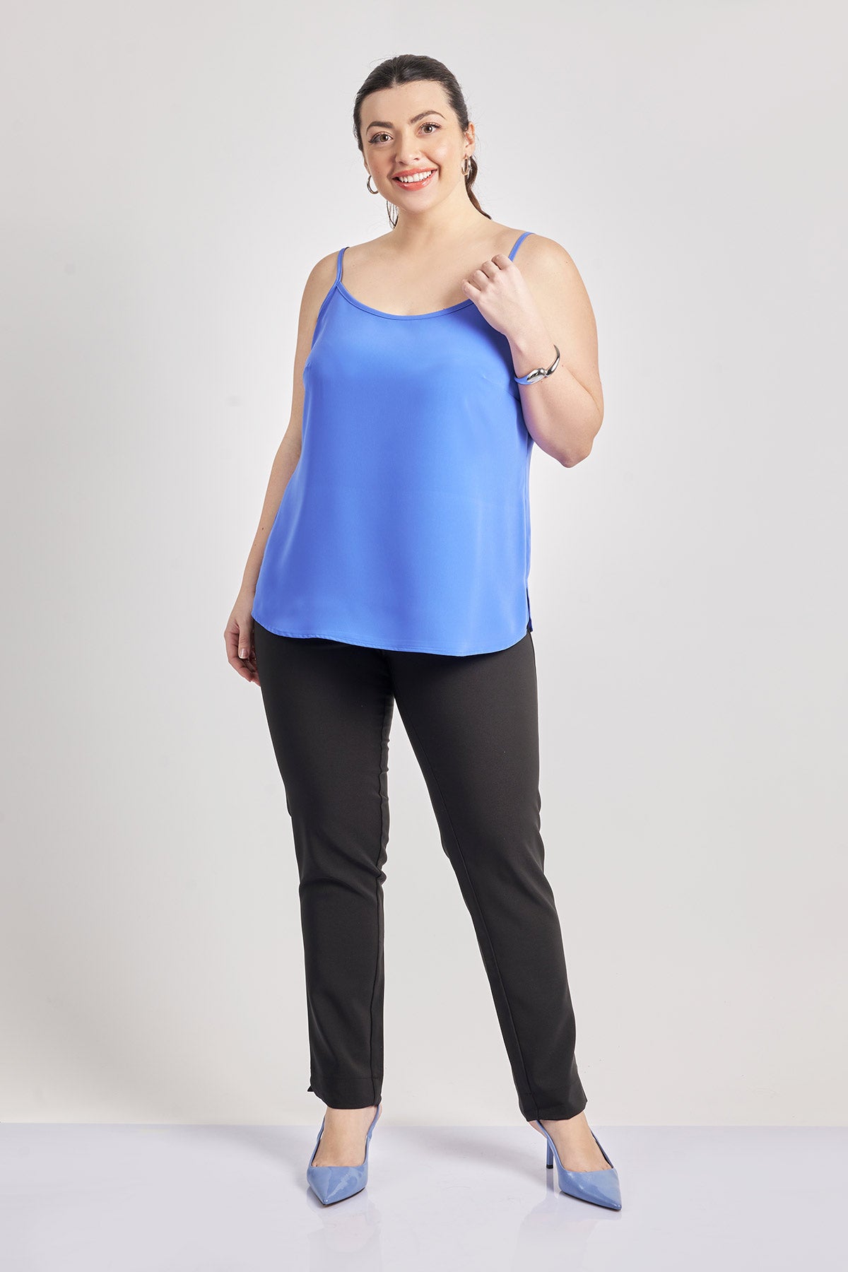 Strappy crepe top - Indigo