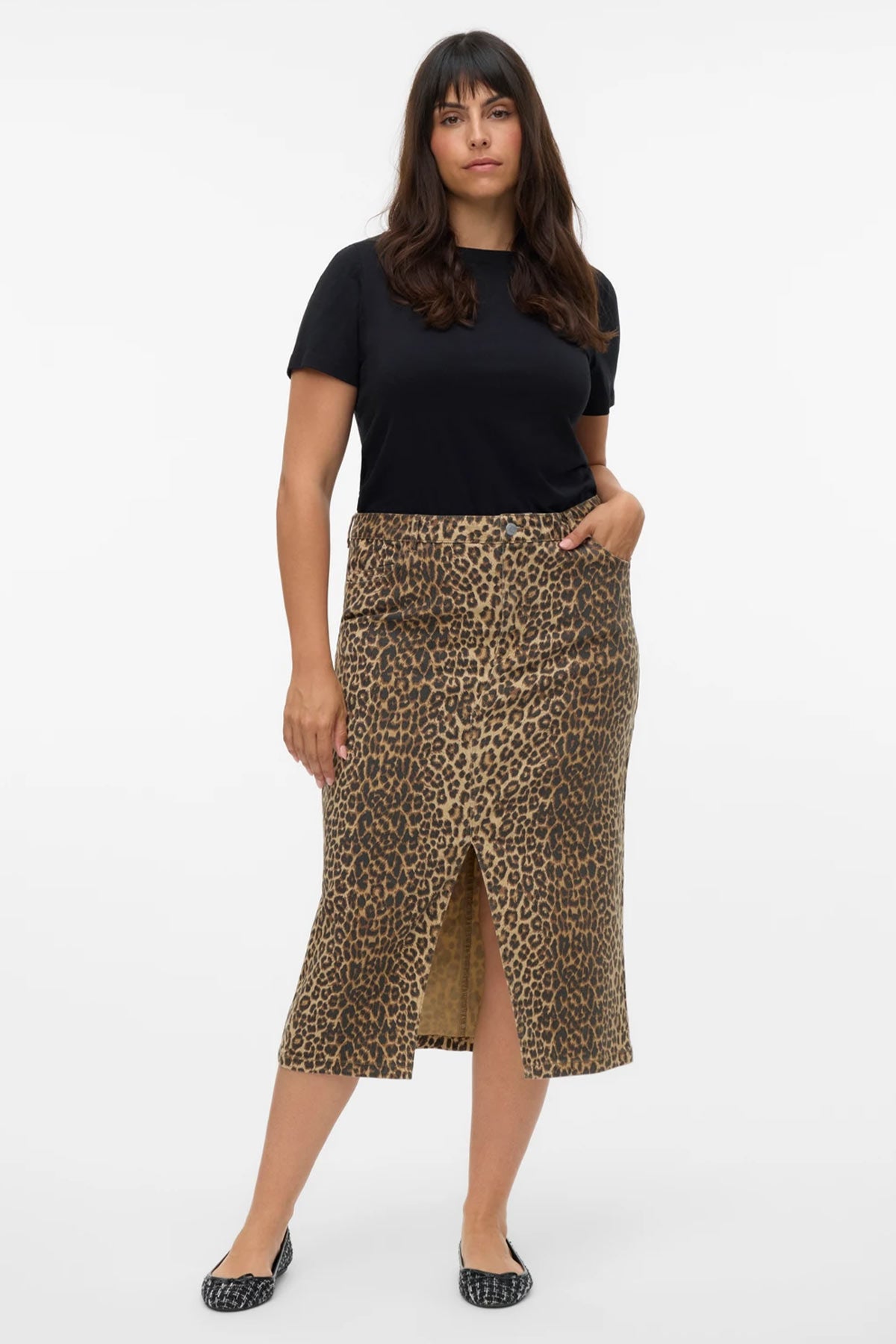 Μακριά φούστα σε animal print VERO MODA - Καφέ