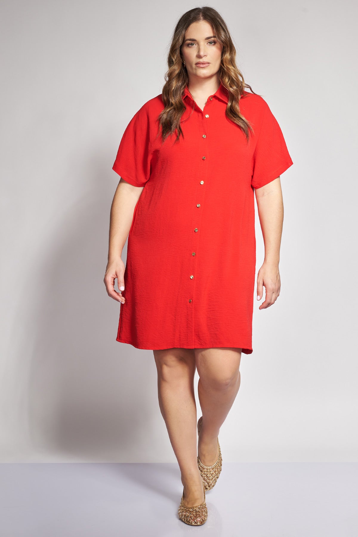 Long Shirt Textured Washed - Red