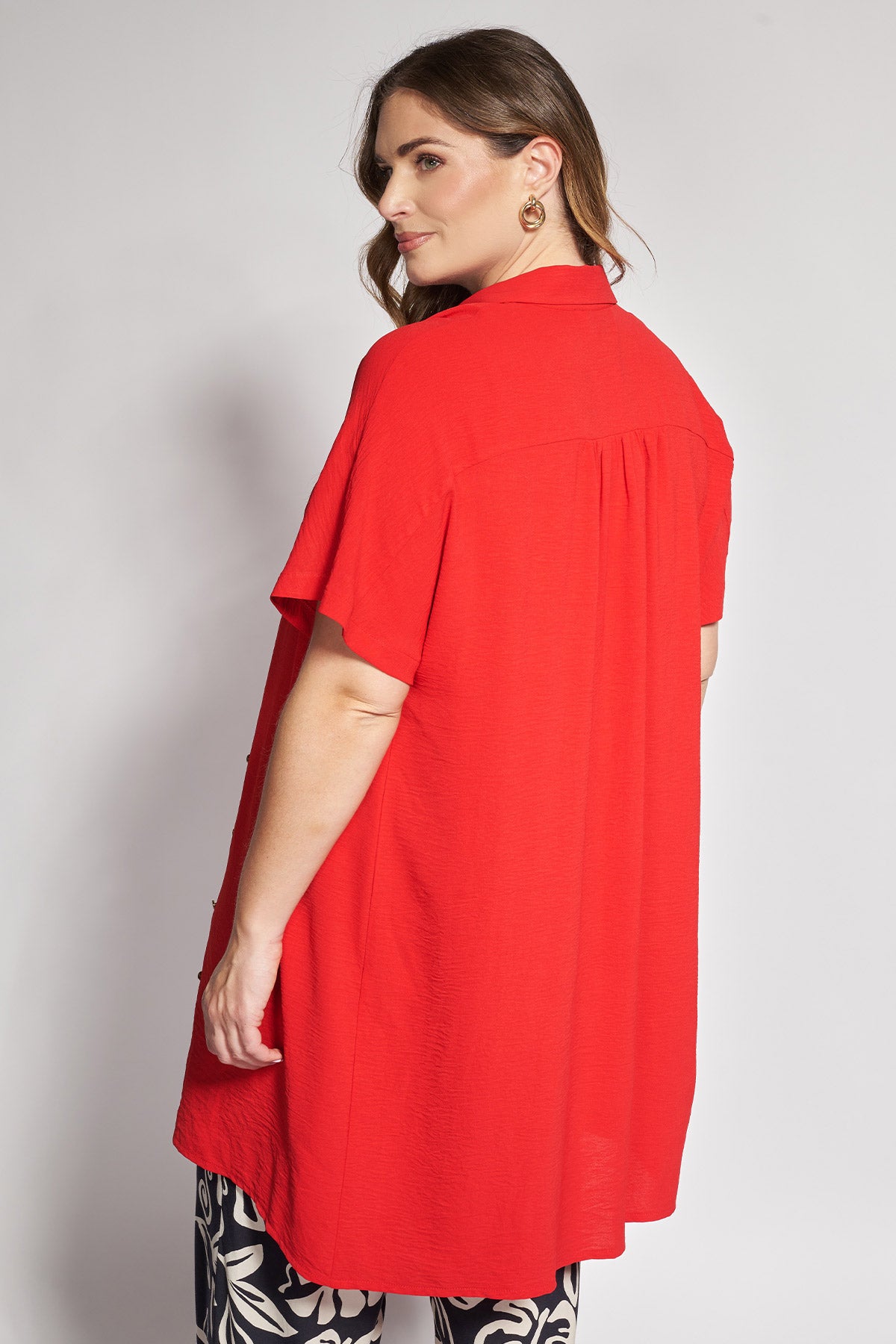 Long Shirt Textured Washed - Red