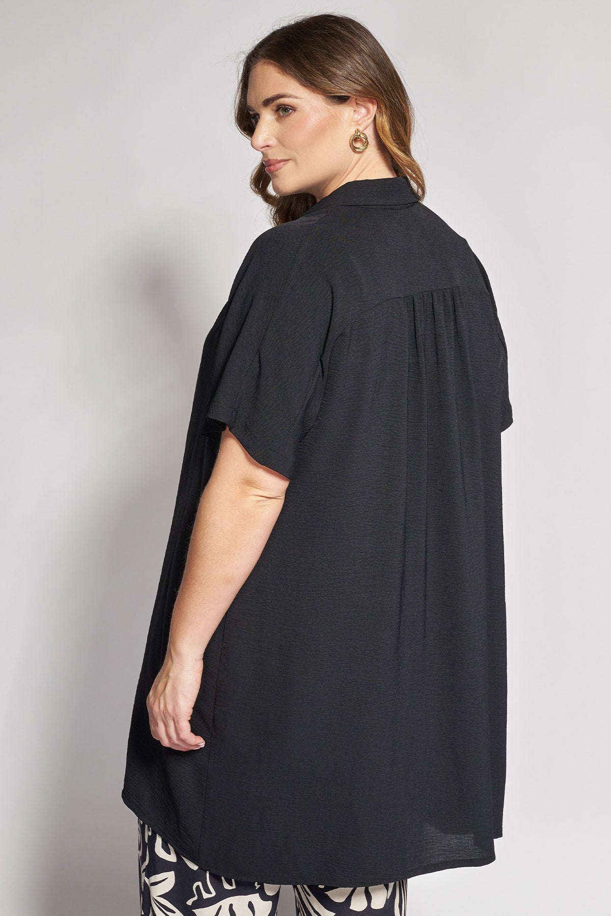 Long Shirt Textured Washed - Black