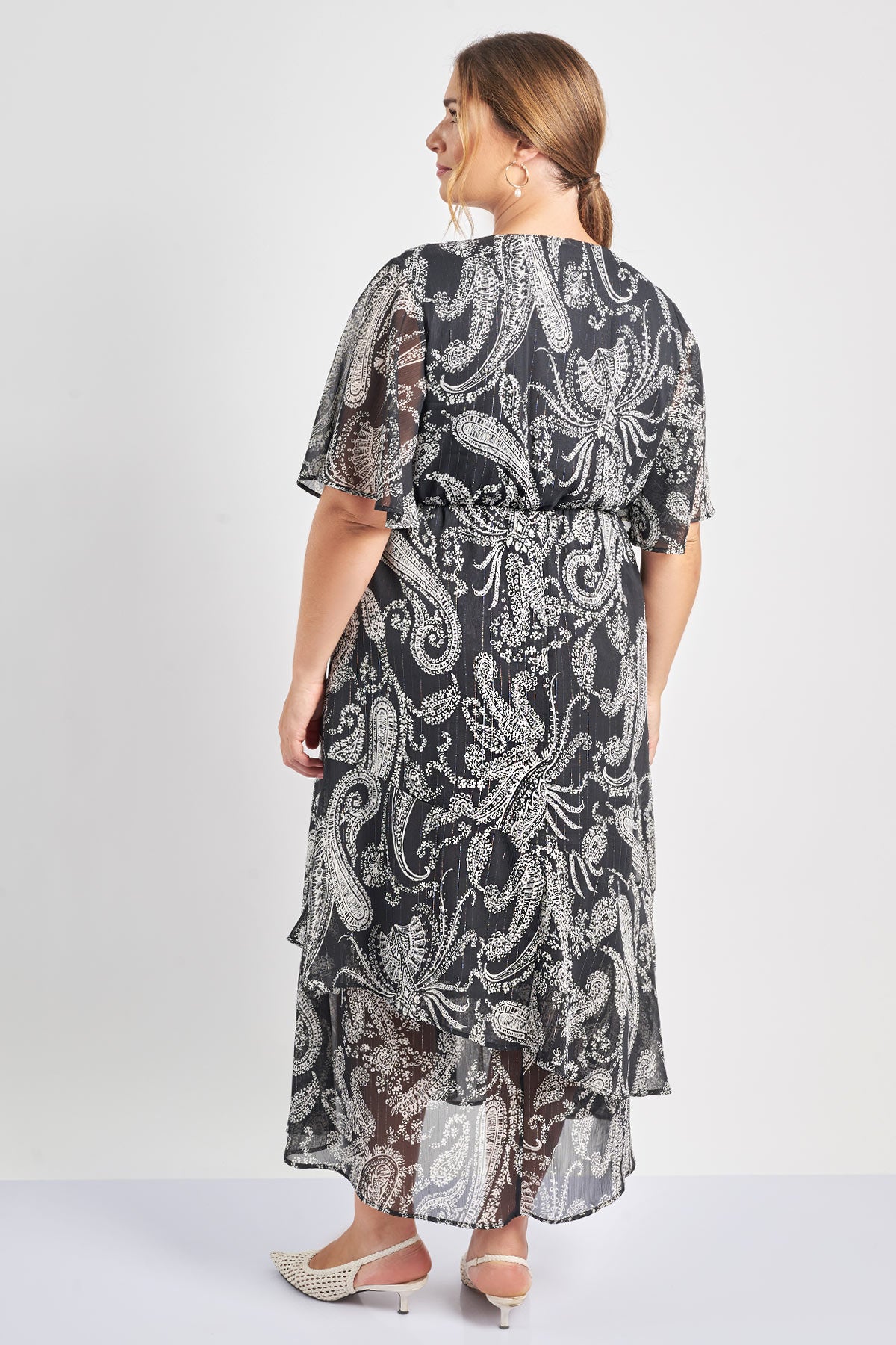 Paisley print maxi dress with lurex details - Black