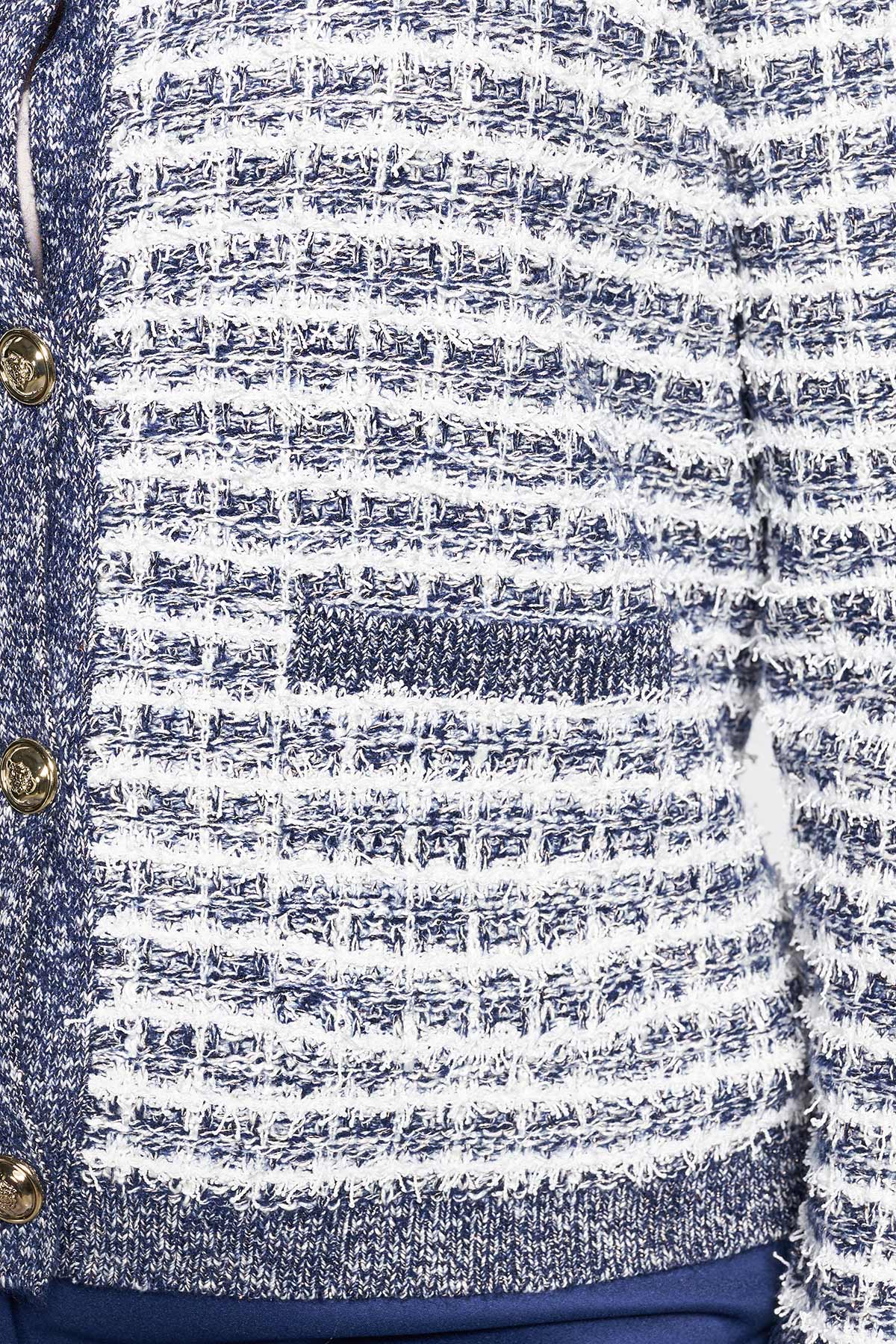 Soft Chanel-style knitted cardigan with lurex - Blue
