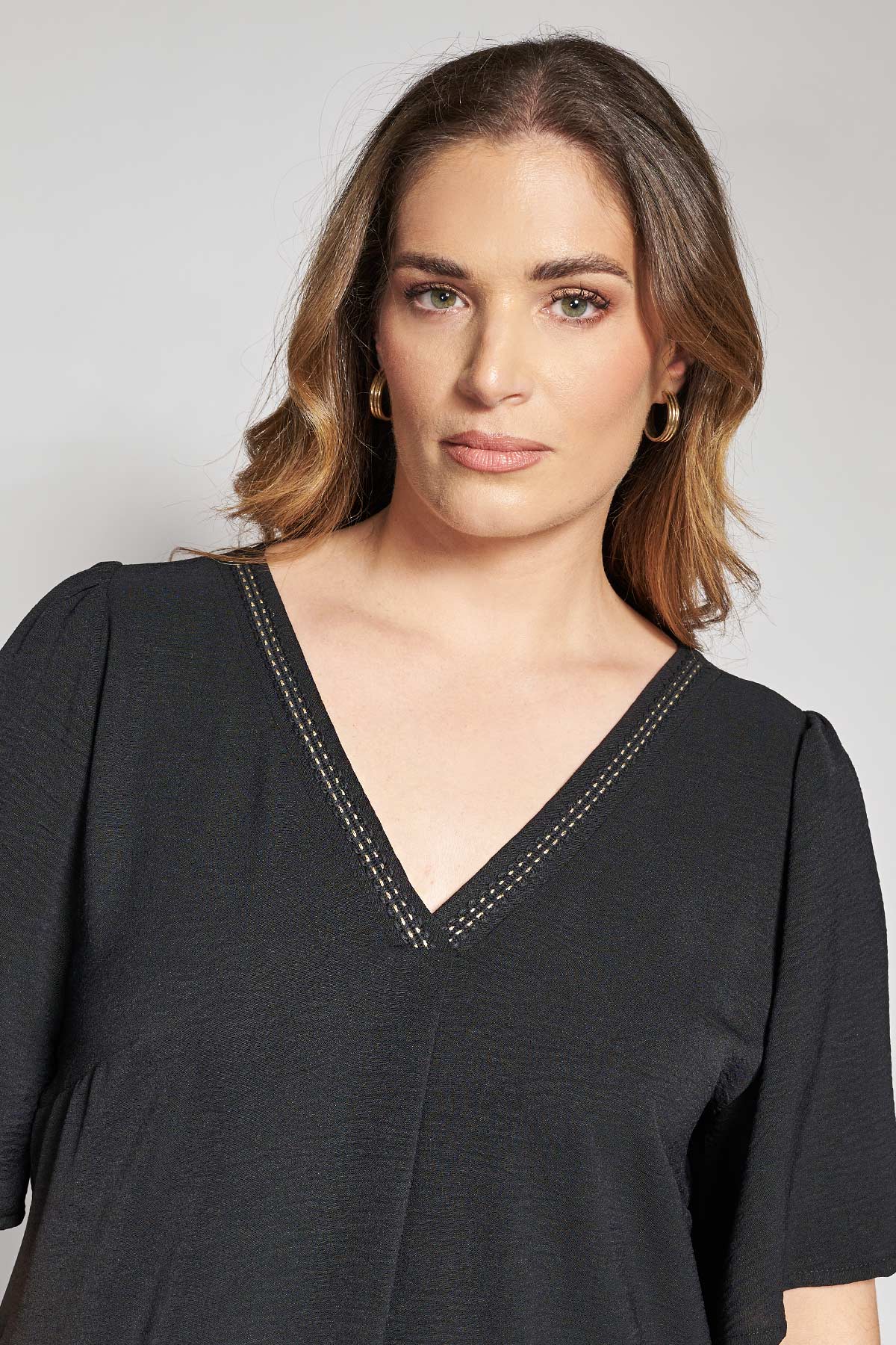 Midi Dress Washed with Lurex Detail - Black