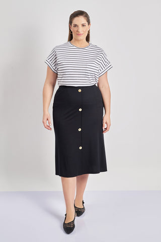 Midi skirt with buttons - Black