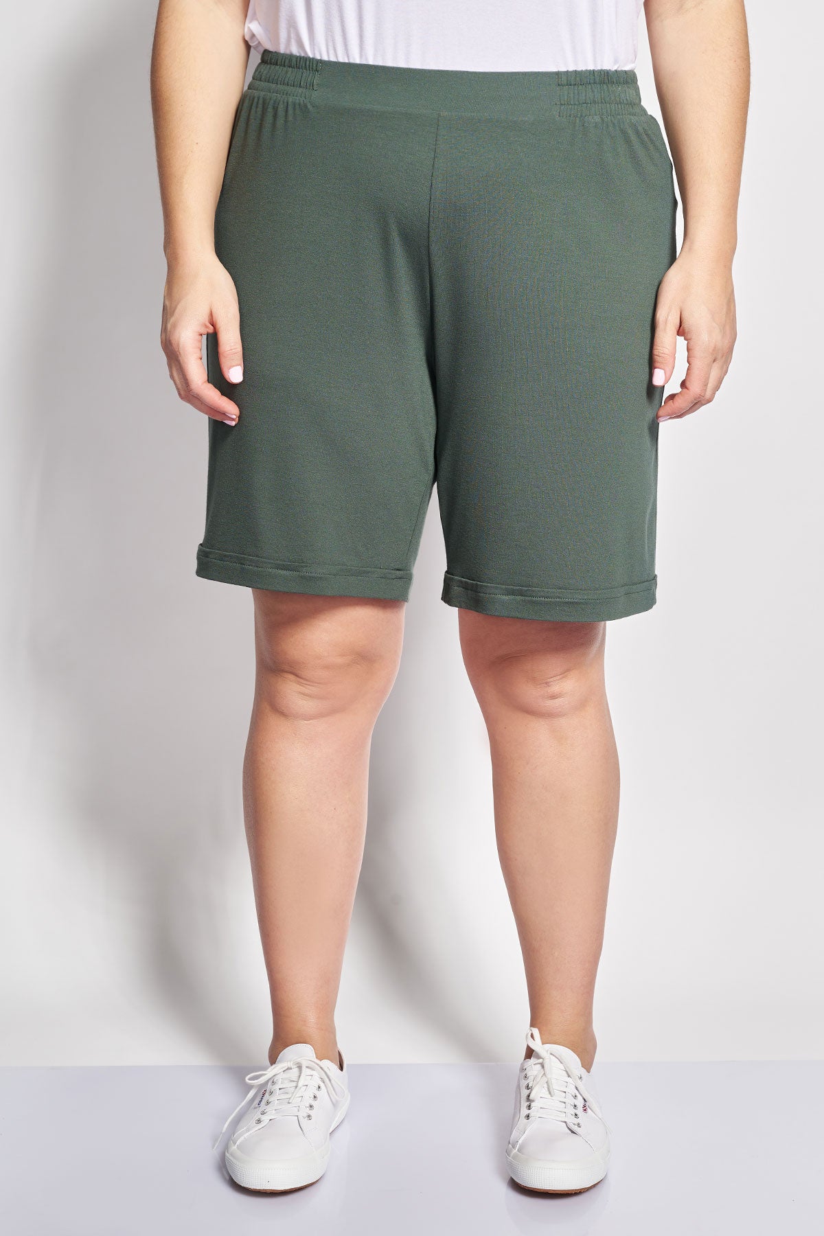Monochrome viscose shorts - Khaki