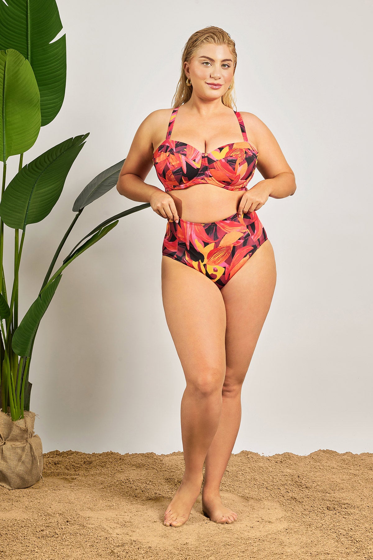 Floral printed bikini bottom - Red
