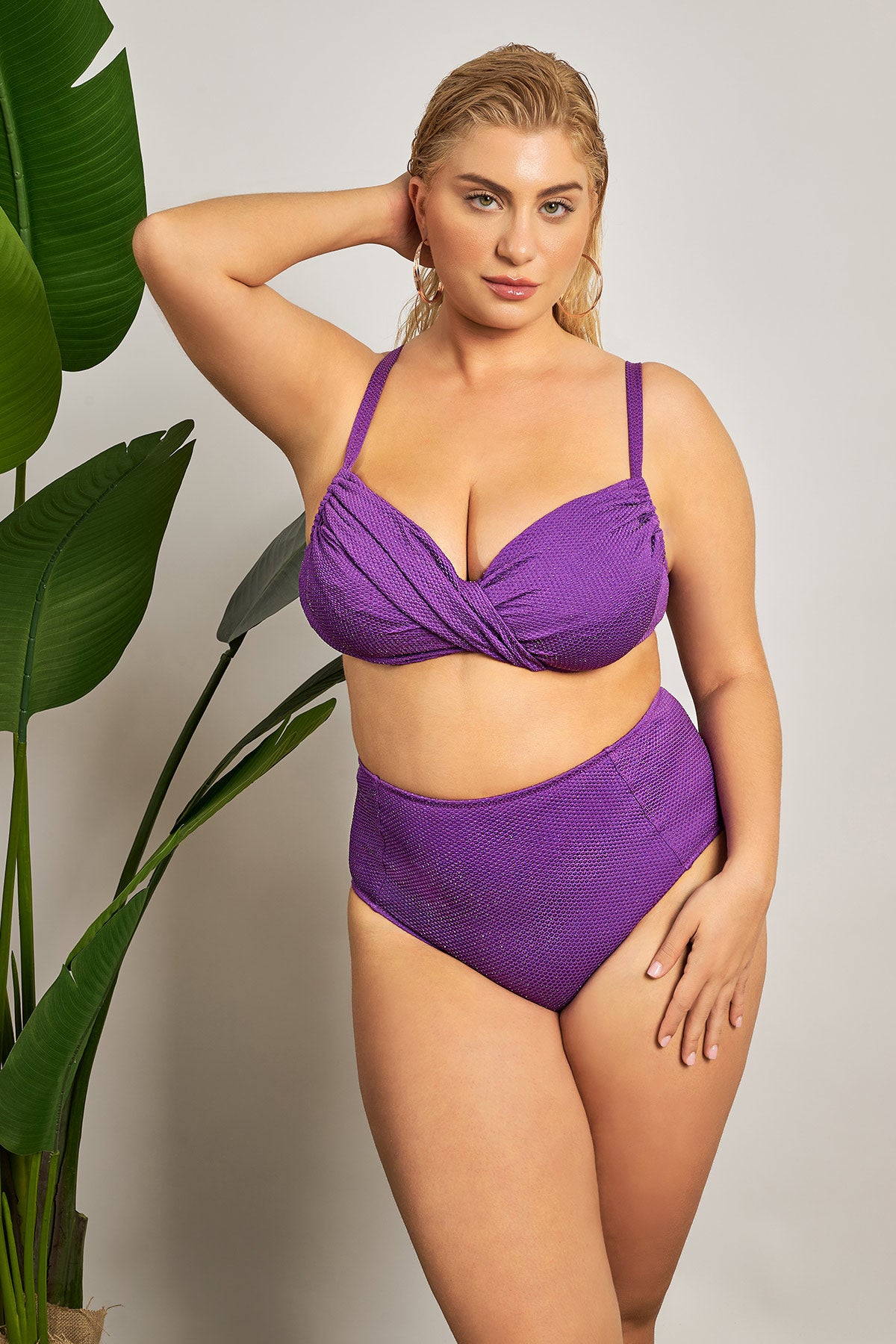Lurex bikini bottom - Fuchsia
