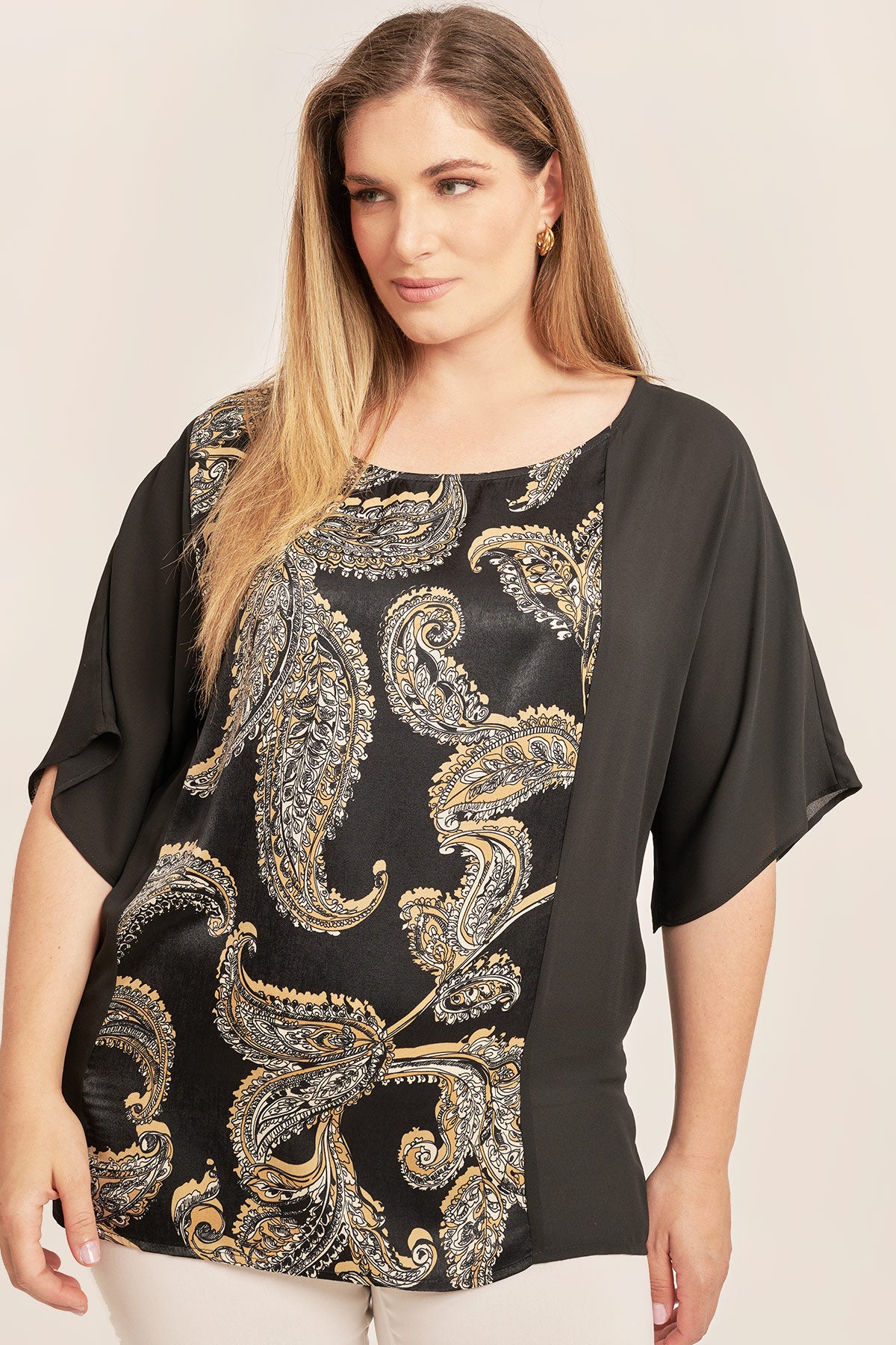 Blouse in paisley design - Beige