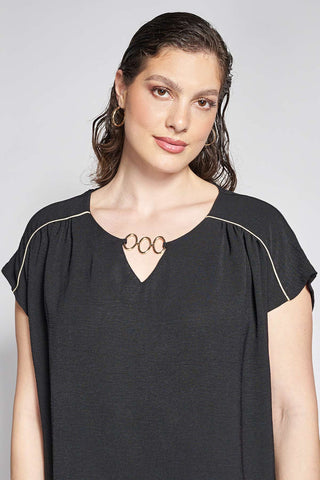 V-Neck blouse with metallic detail - Black