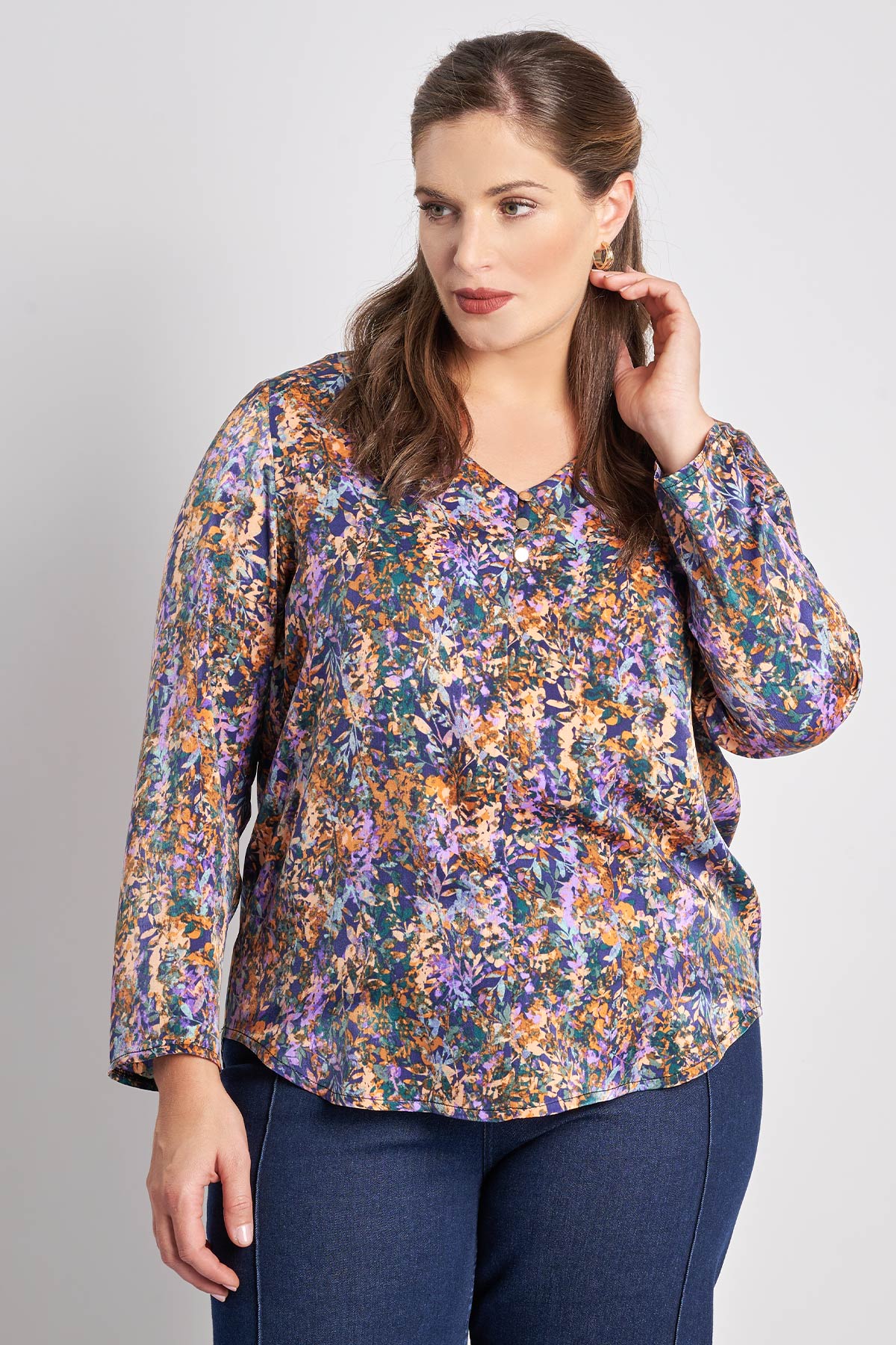 Floral printed viscose blouse - Lila