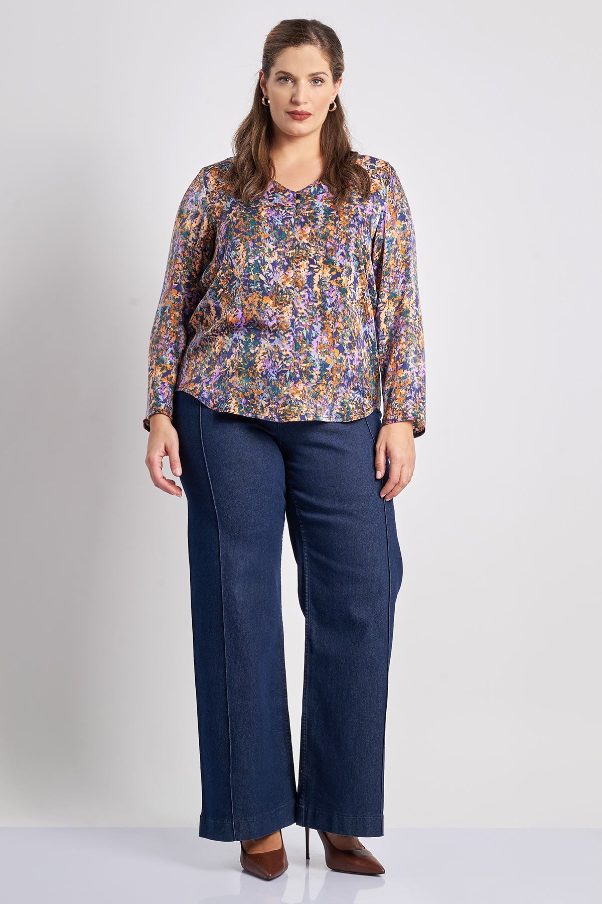 Floral printed viscose blouse - Lila