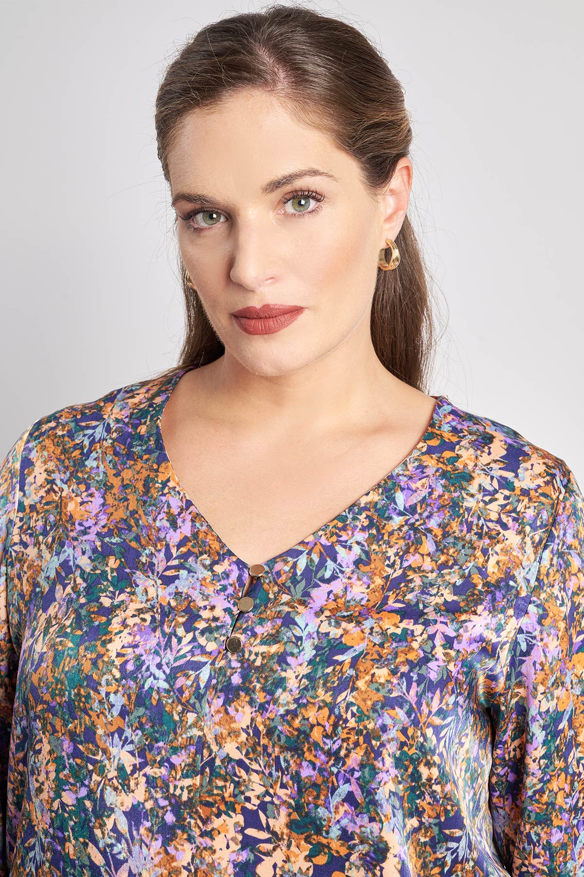 Floral printed viscose blouse - Lila