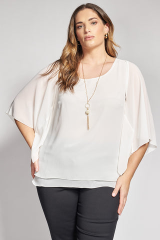 Georgette bolero with relaxed sleeves - White