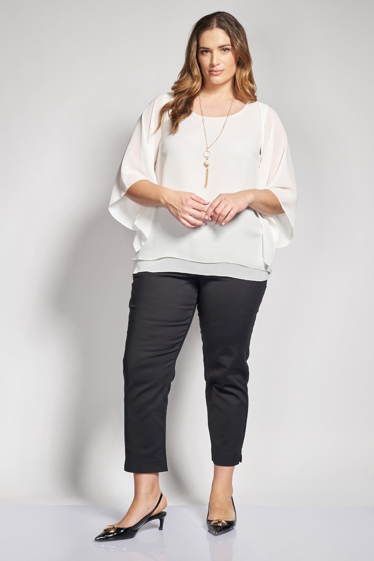 Georgette bolero with relaxed sleeves - White
