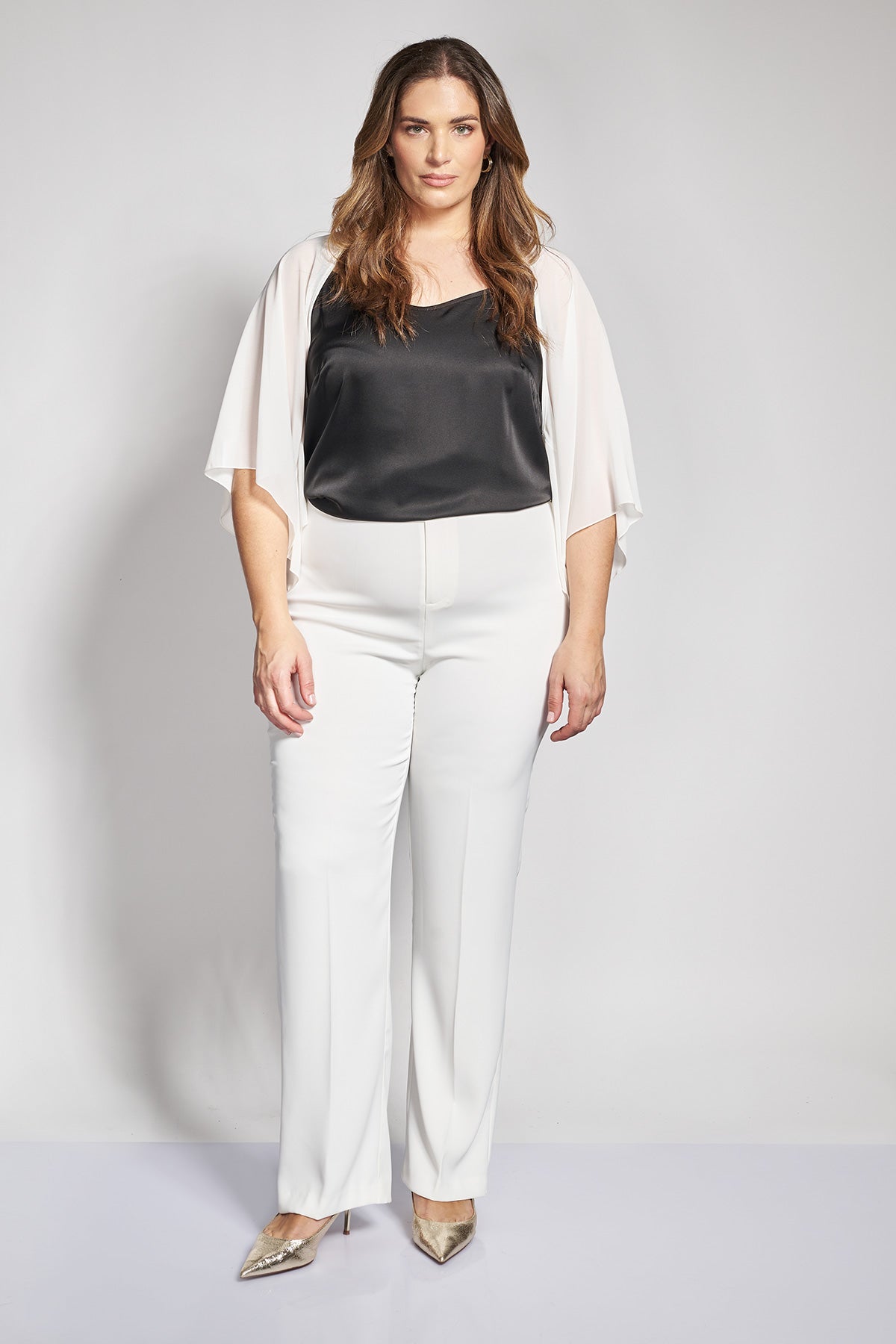 Georgette bolero with relaxed sleeves - White