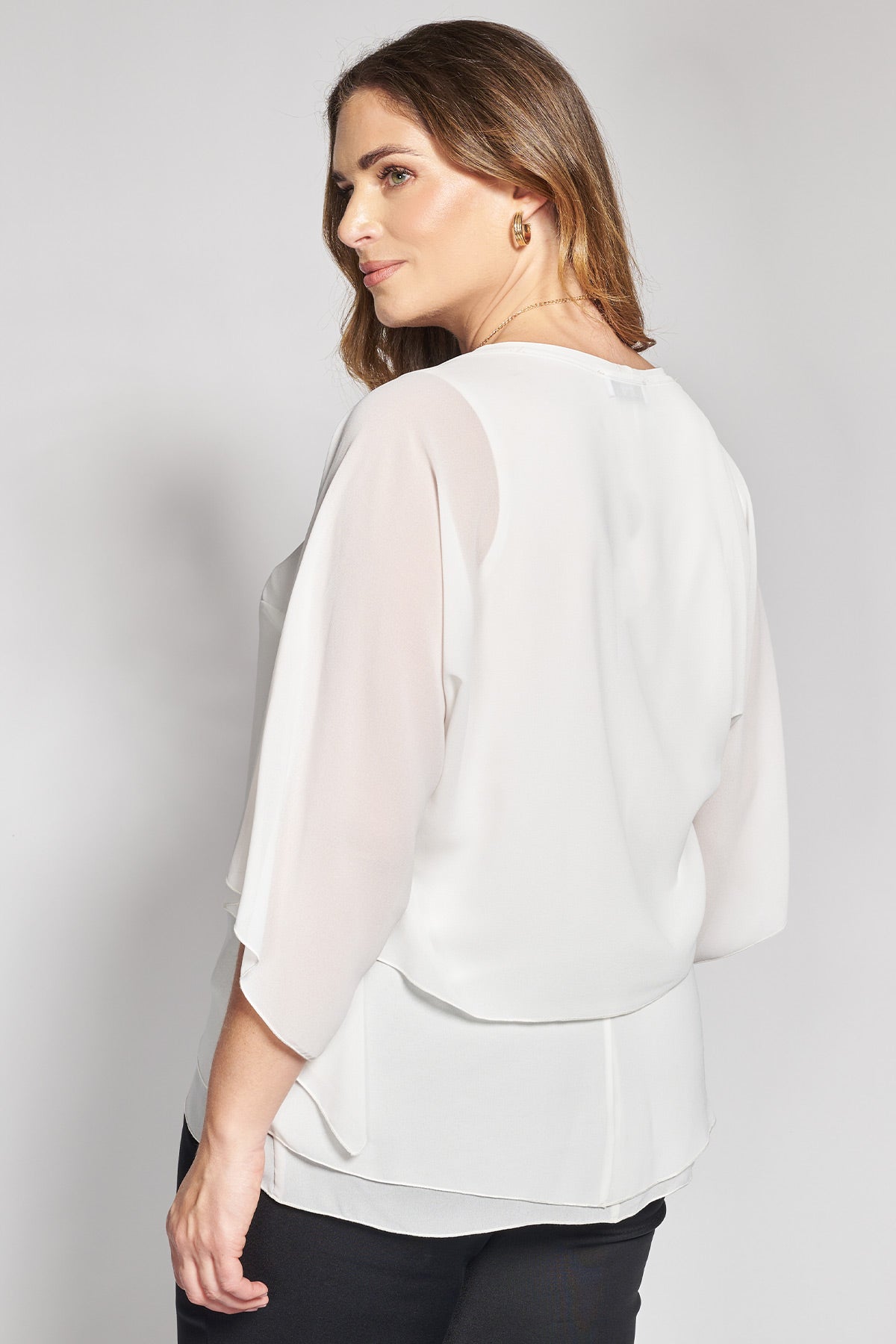 Georgette bolero with relaxed sleeves - White