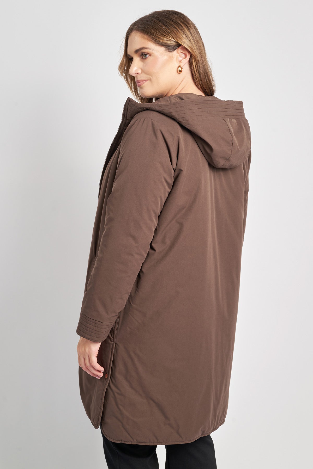 Double-faced jacket with hood - Brown