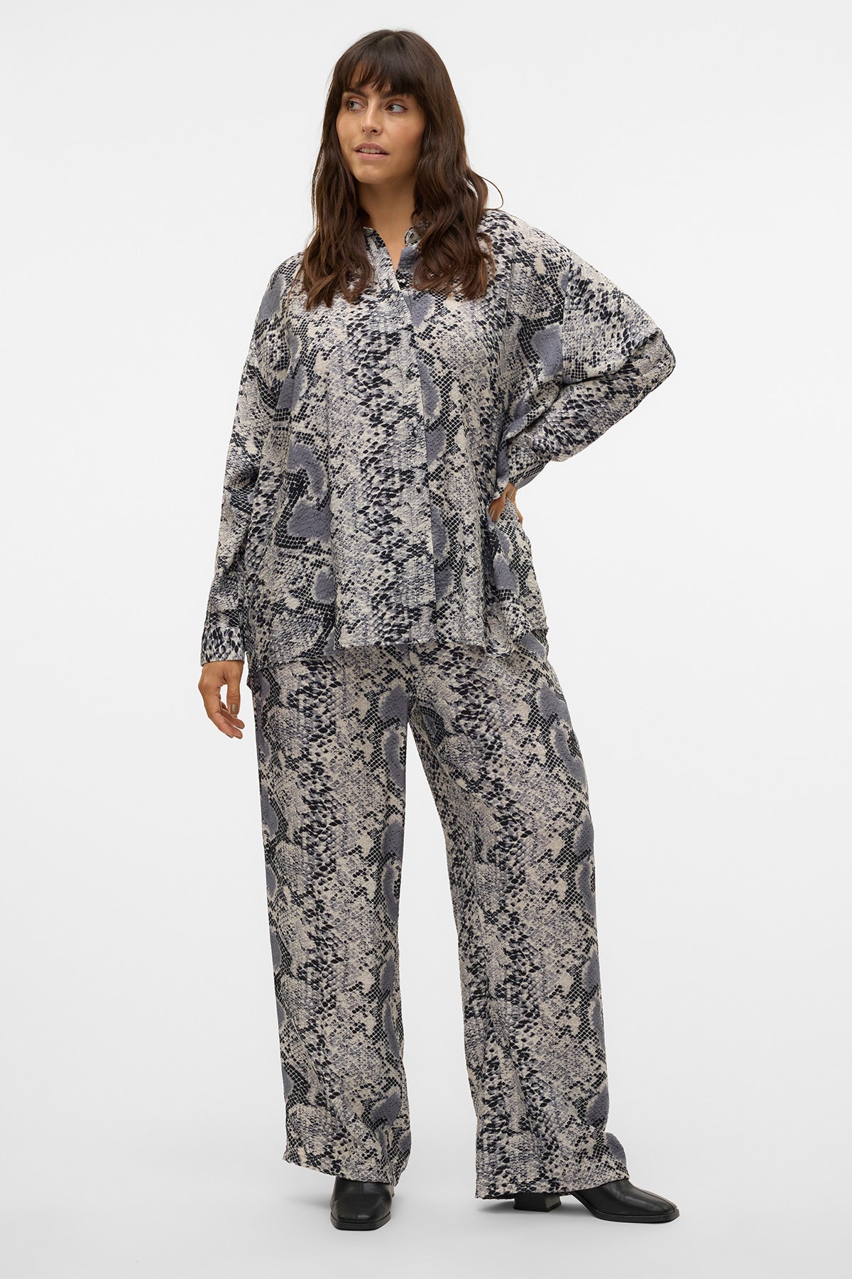 Παντελόνα animal print VERO MODA - Γκρι