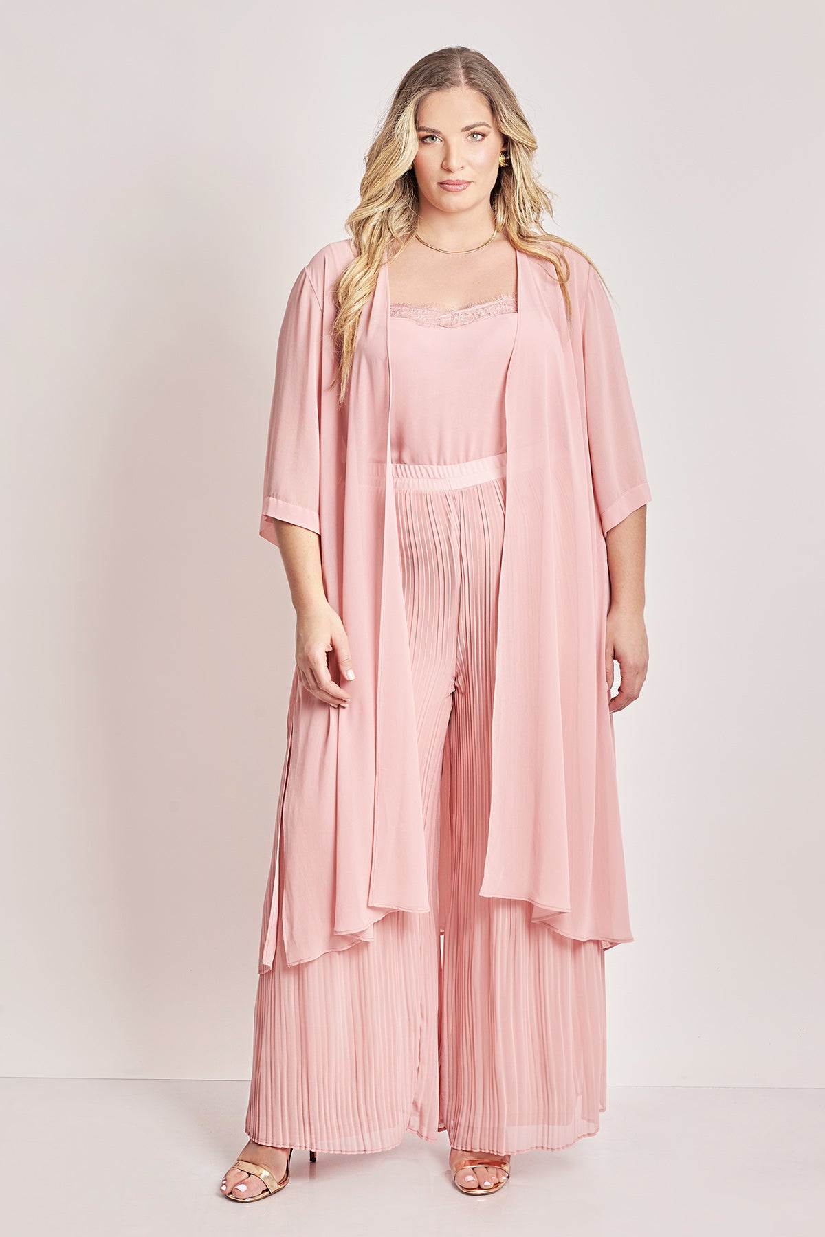 Pleated chiffon trousers - Pink
