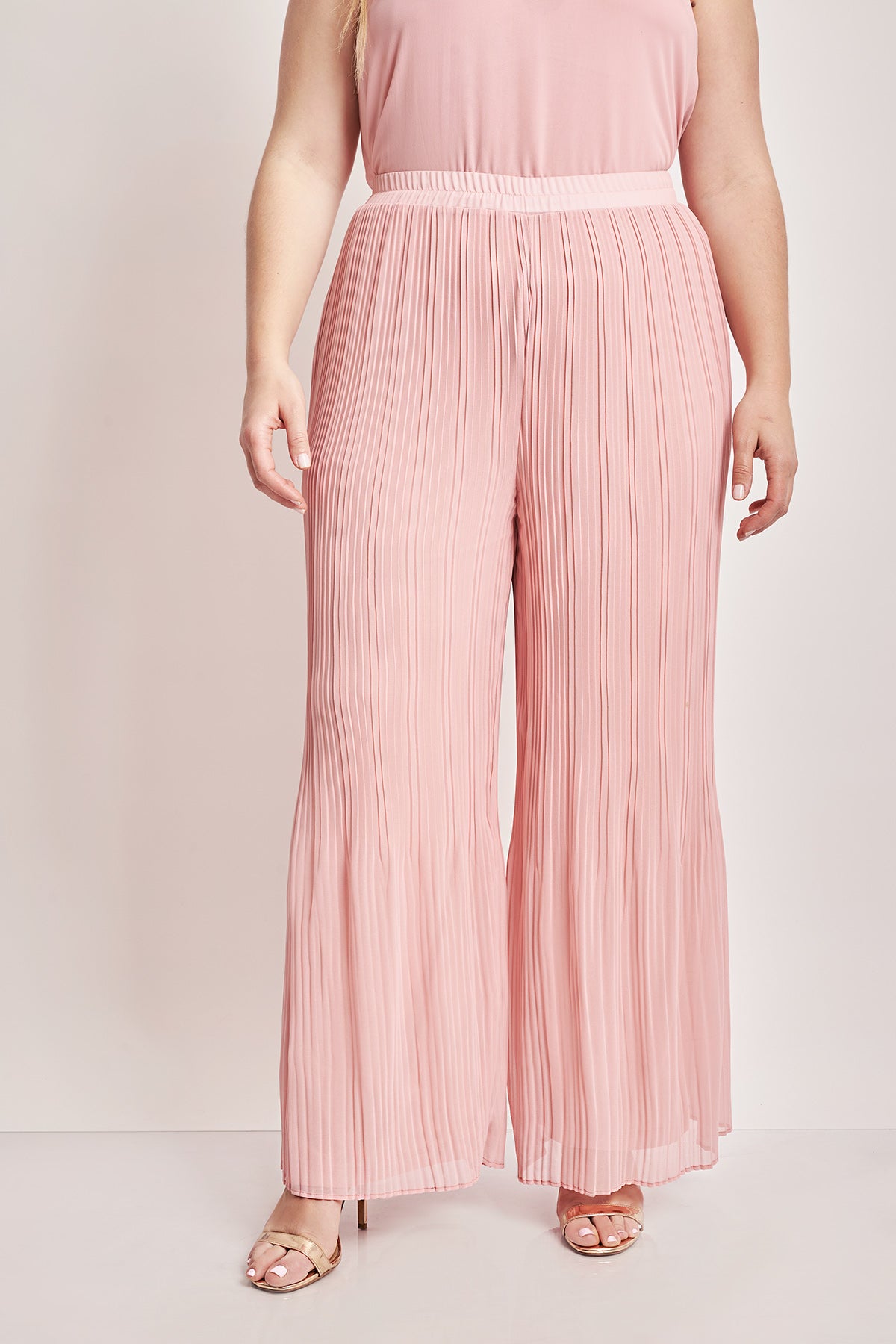 Pleated chiffon trousers - Pink