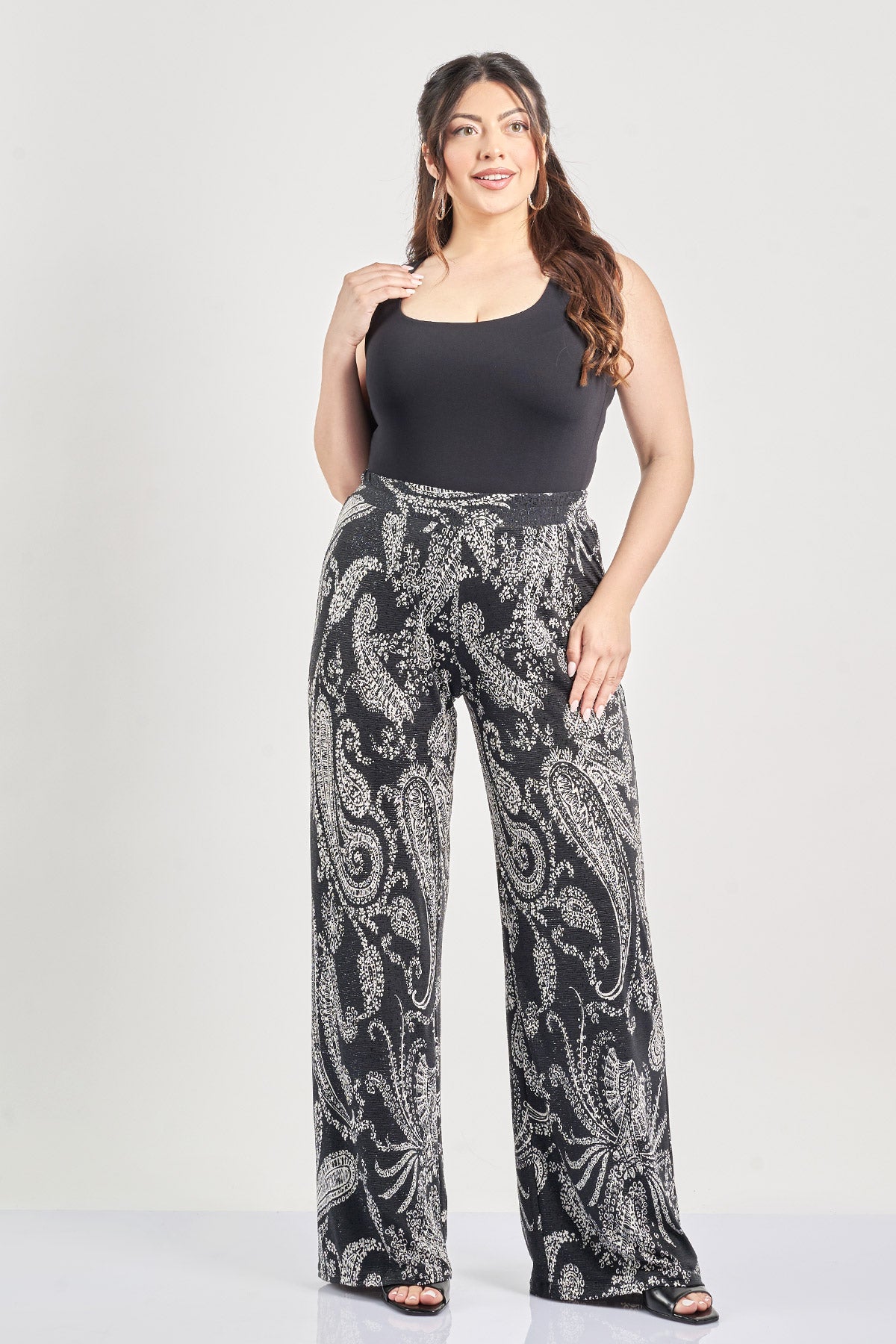 Paisley print super jersey trousers - Black