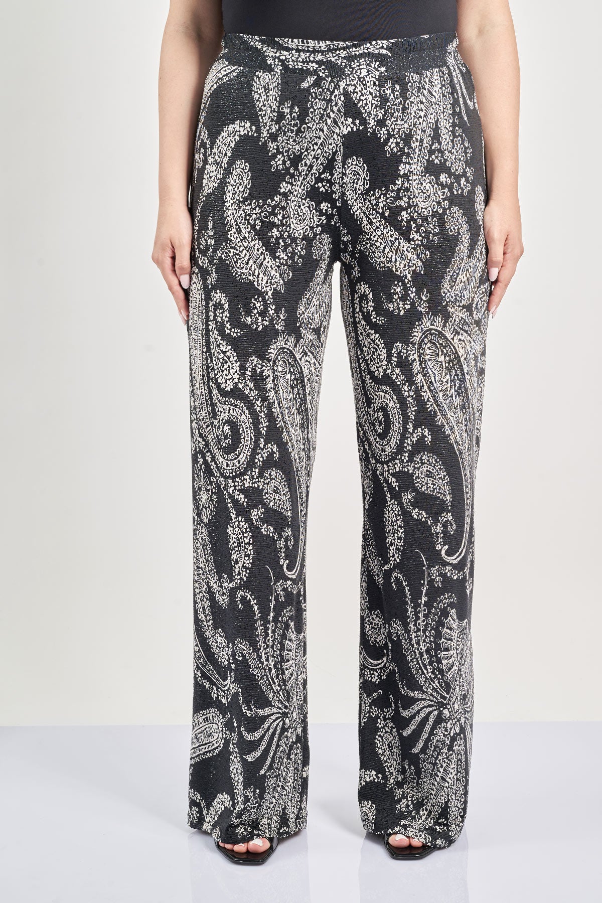 Paisley print super jersey trousers - Black