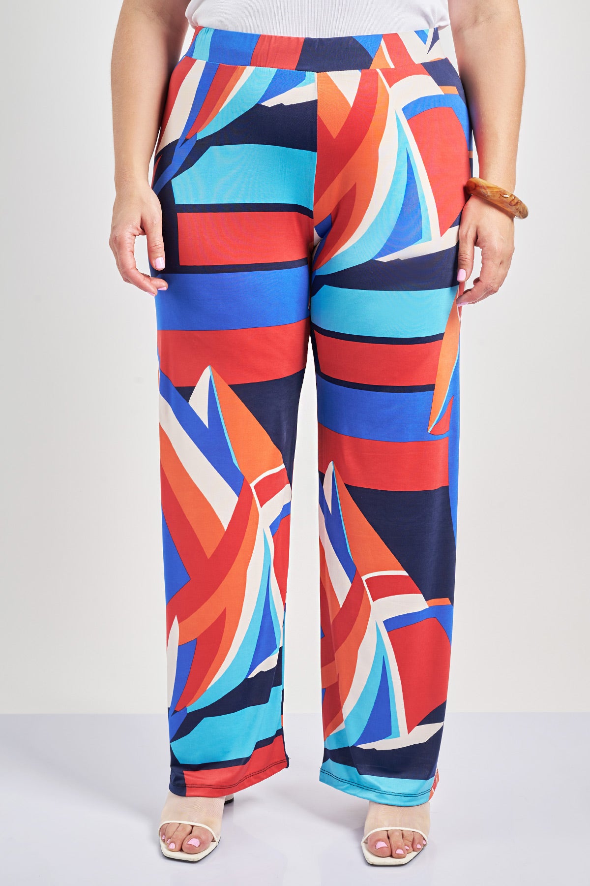 Super jersey printed wide leg trousers - Orange
