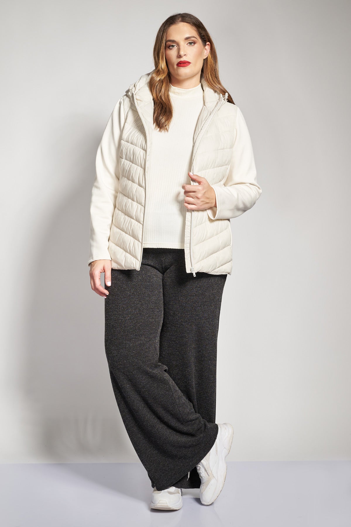 Knitted wide-leg trousers - Charcoal Grey