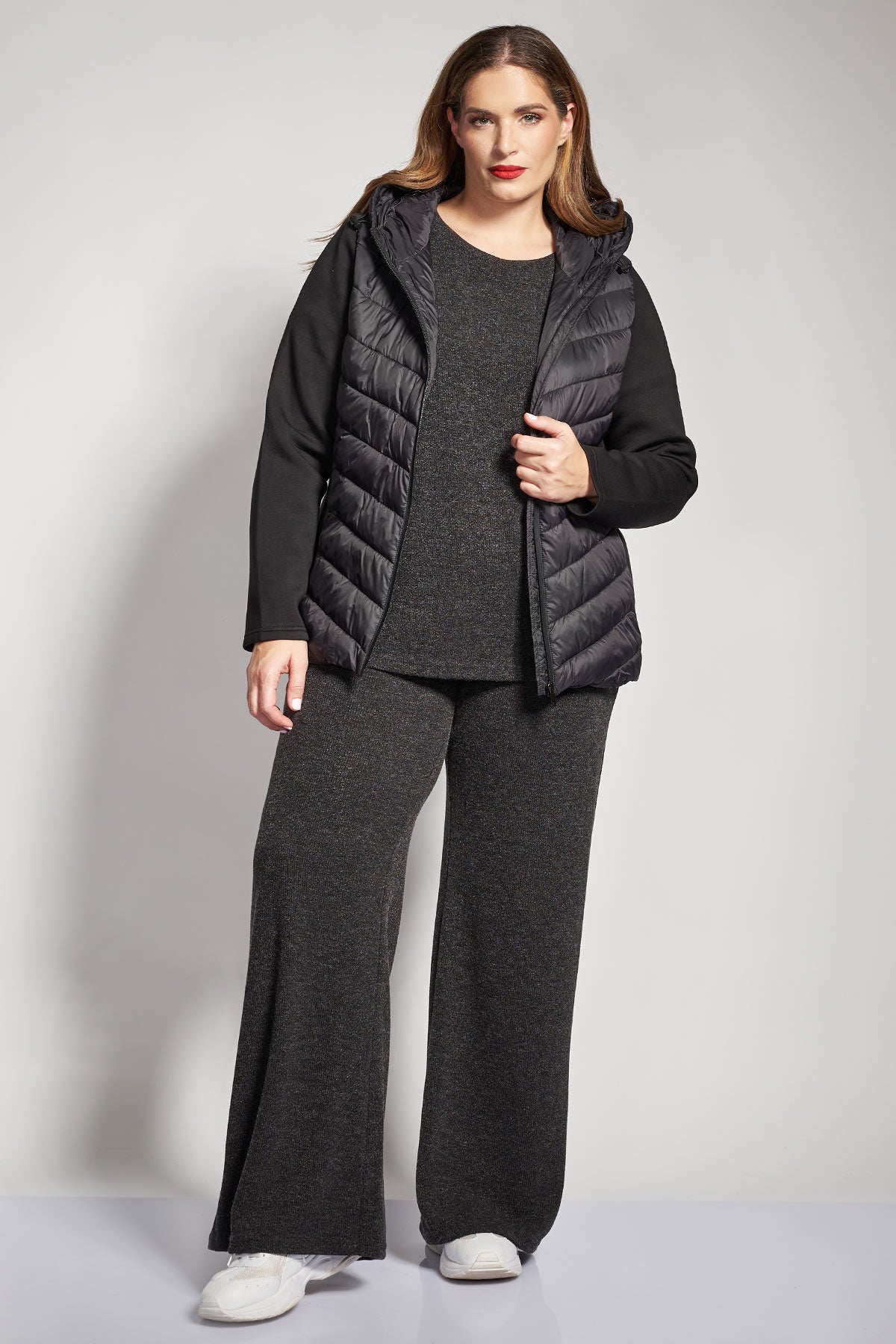 Knitted wide-leg trousers - Charcoal Grey