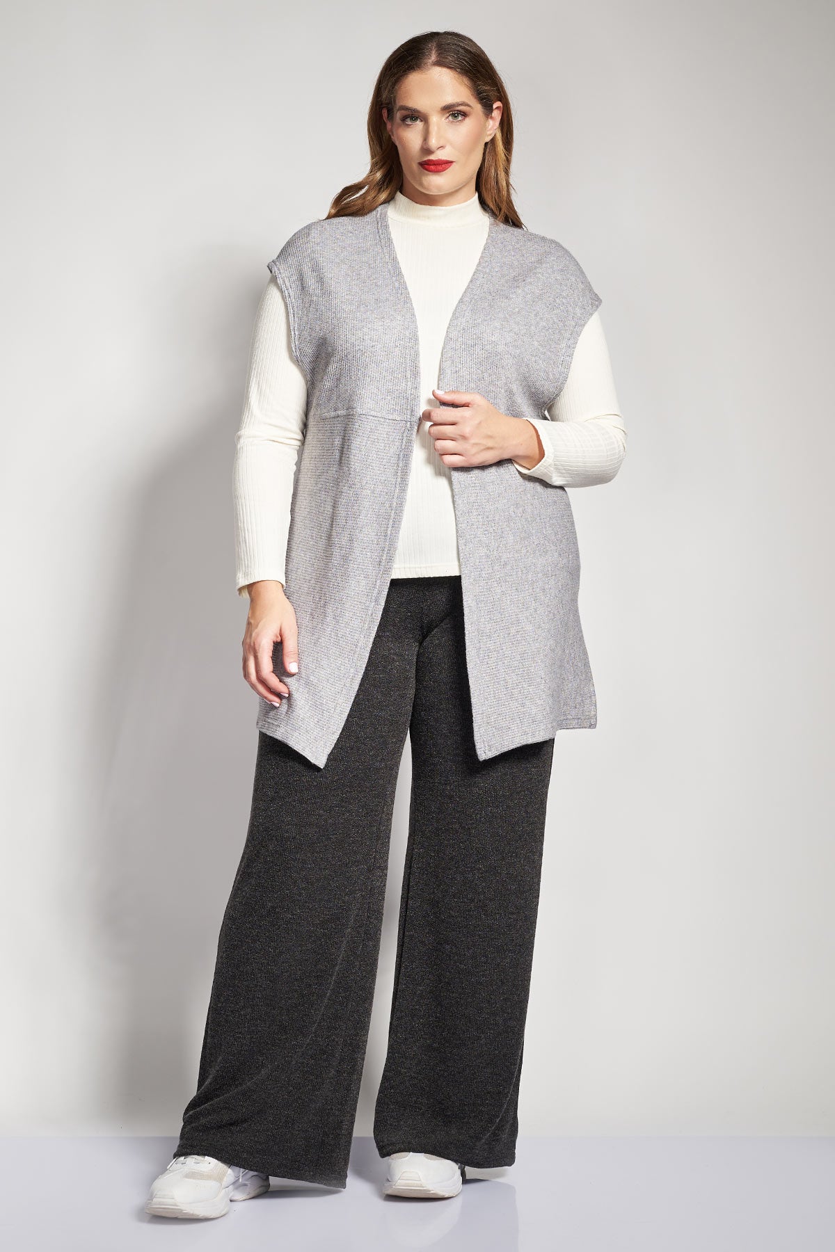 Knitted wide-leg trousers - Charcoal Grey