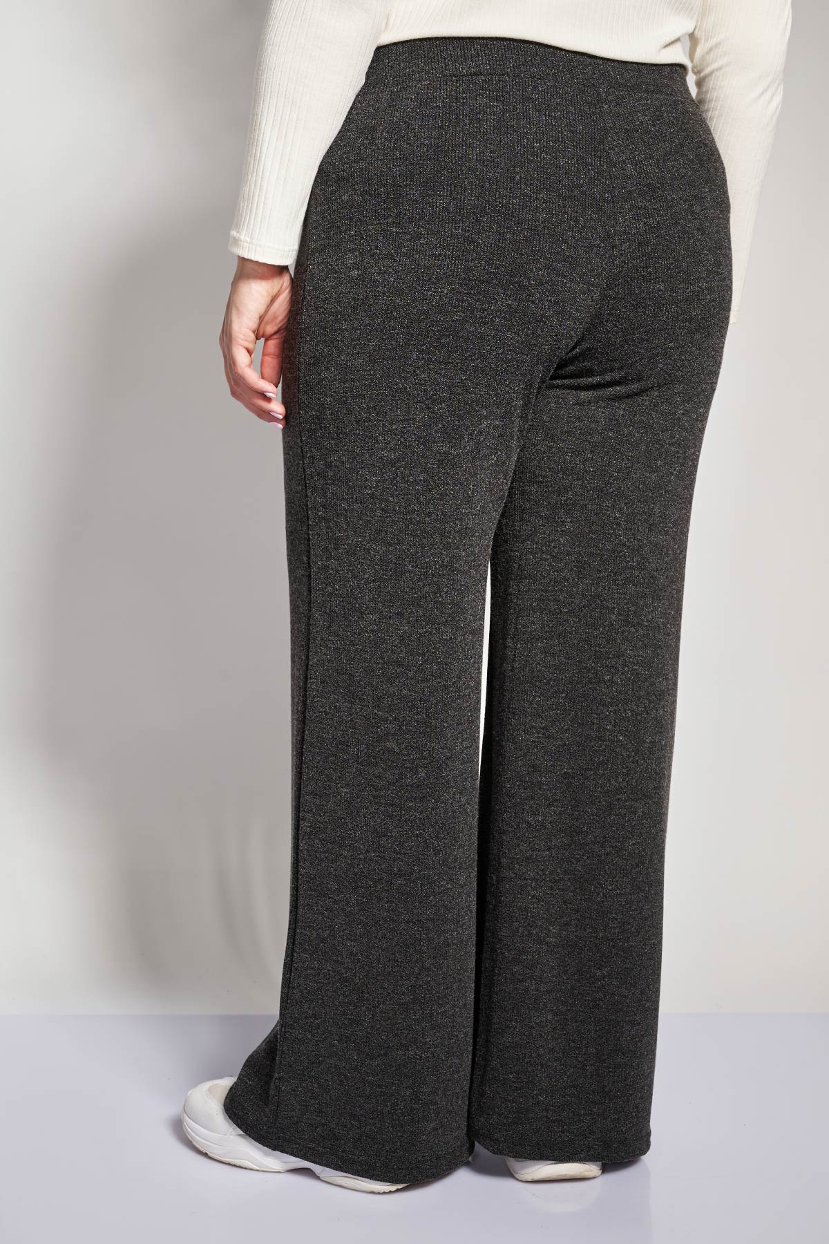 Knitted wide-leg trousers - Charcoal Grey