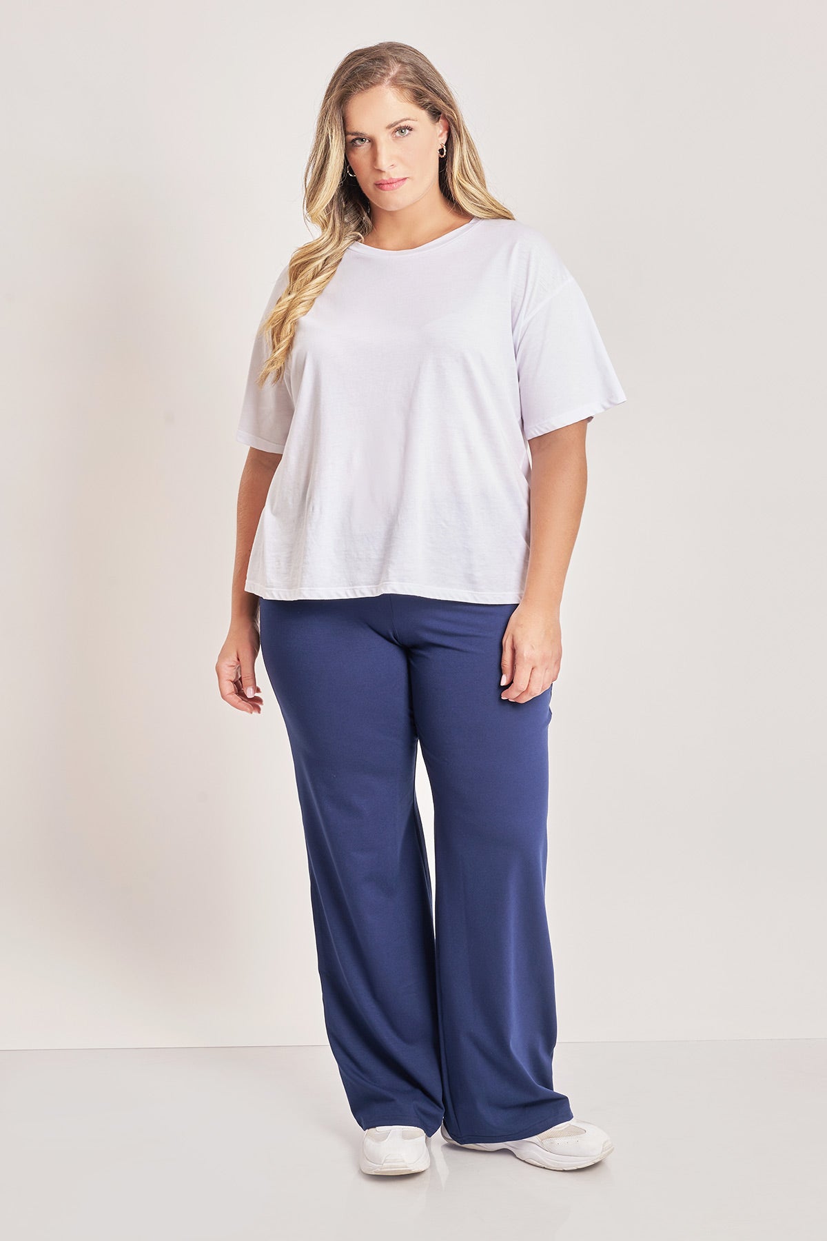 Wide leg trousers with elastic waistband - Blue