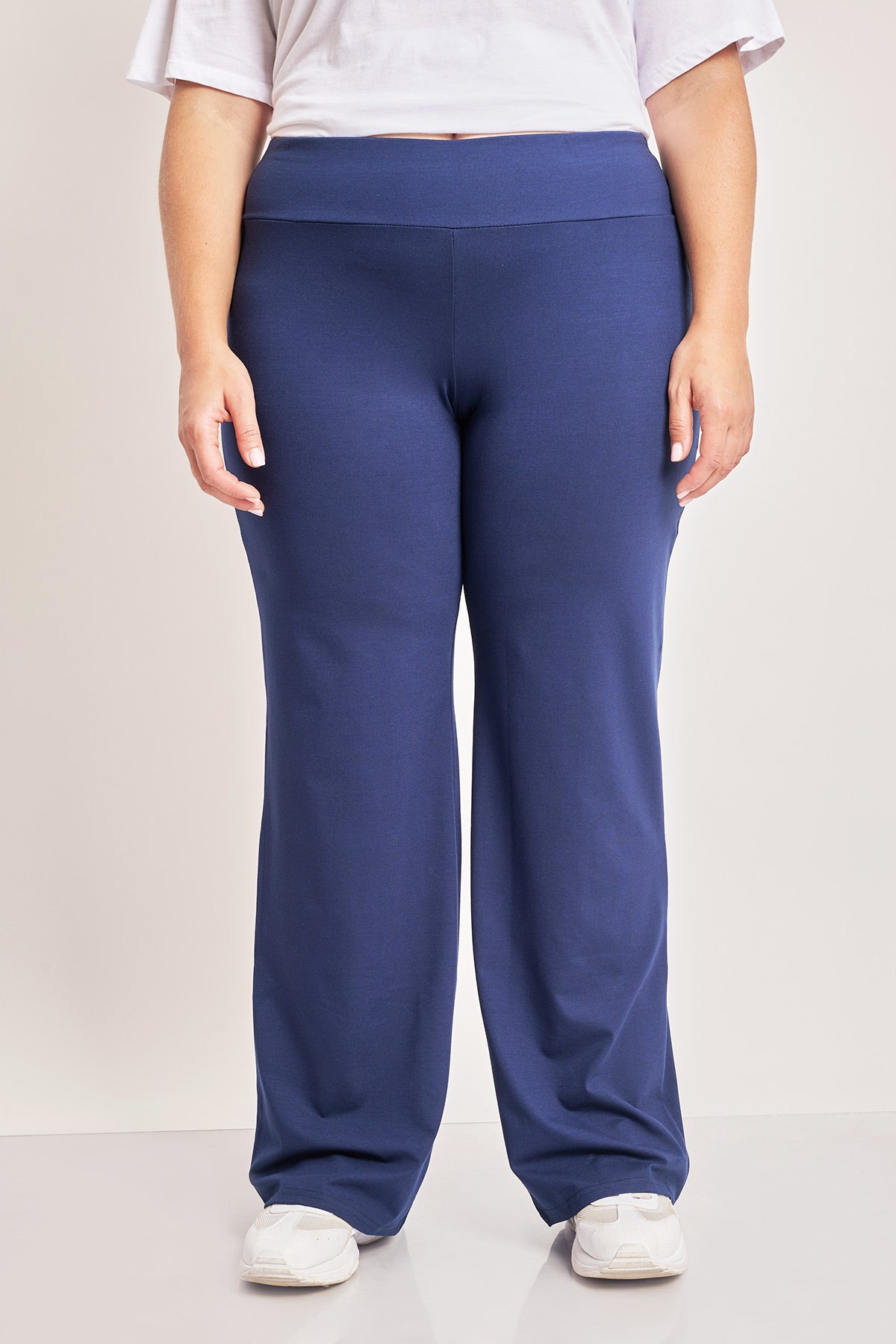 Wide leg trousers with elastic waistband - Blue