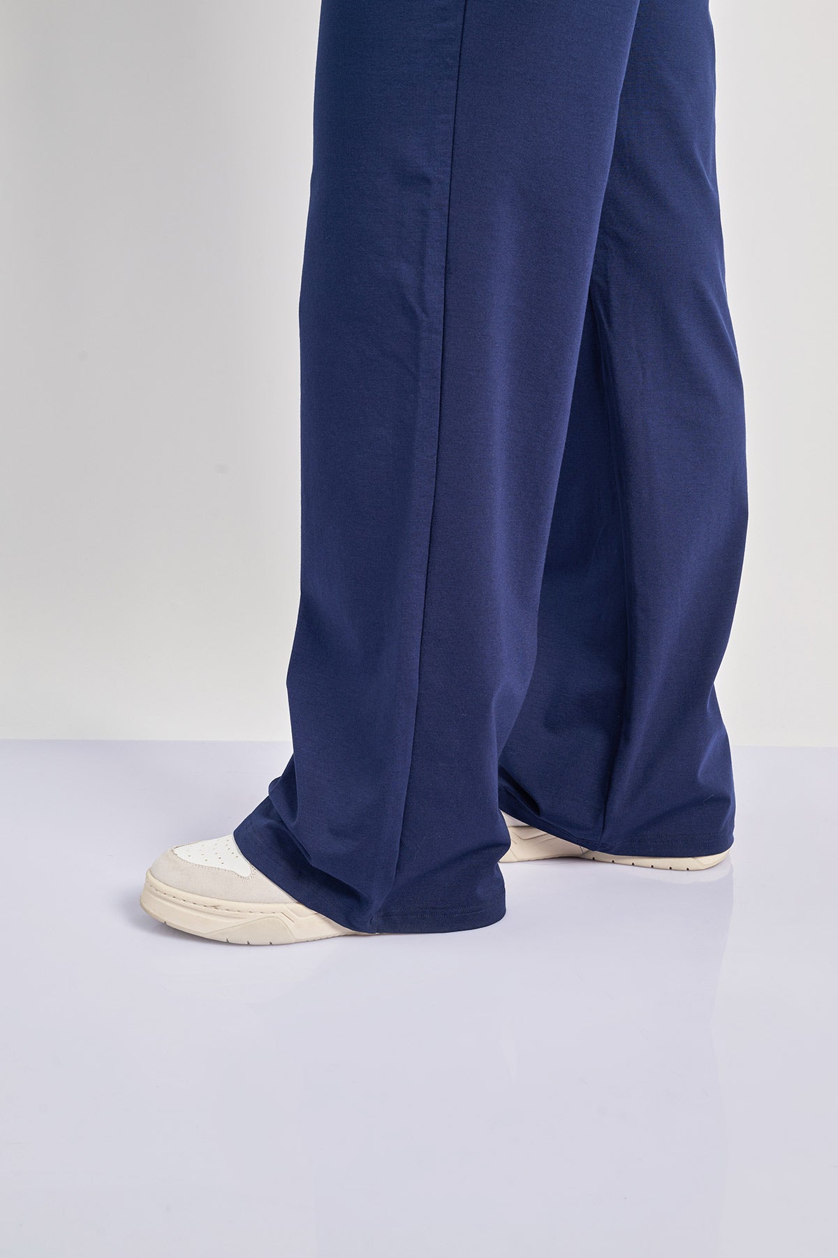 Wide leg trousers with elastic waistband - Blue