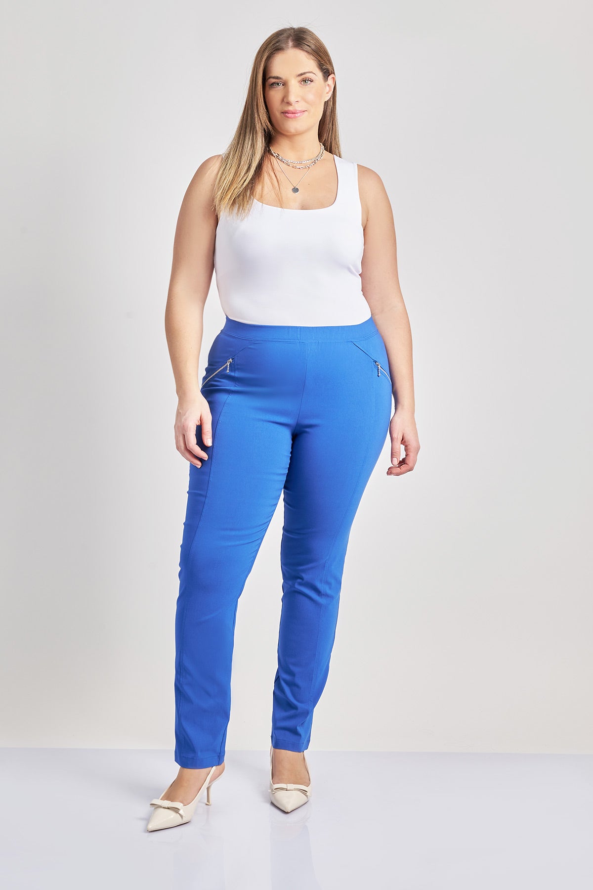 Cigarette line trousers with zippers - Royal Blue