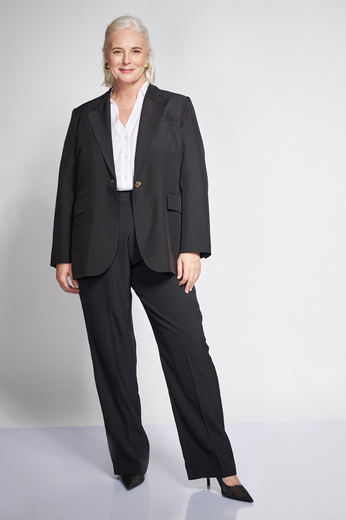 Tailored crepe suit trousers in a straight line - Black