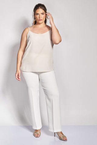 Classic crepe trousers with elastic waist - White
