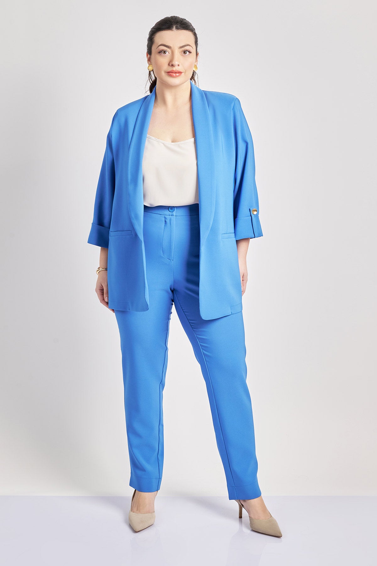 Crepe trousers in slim fit - Indigo