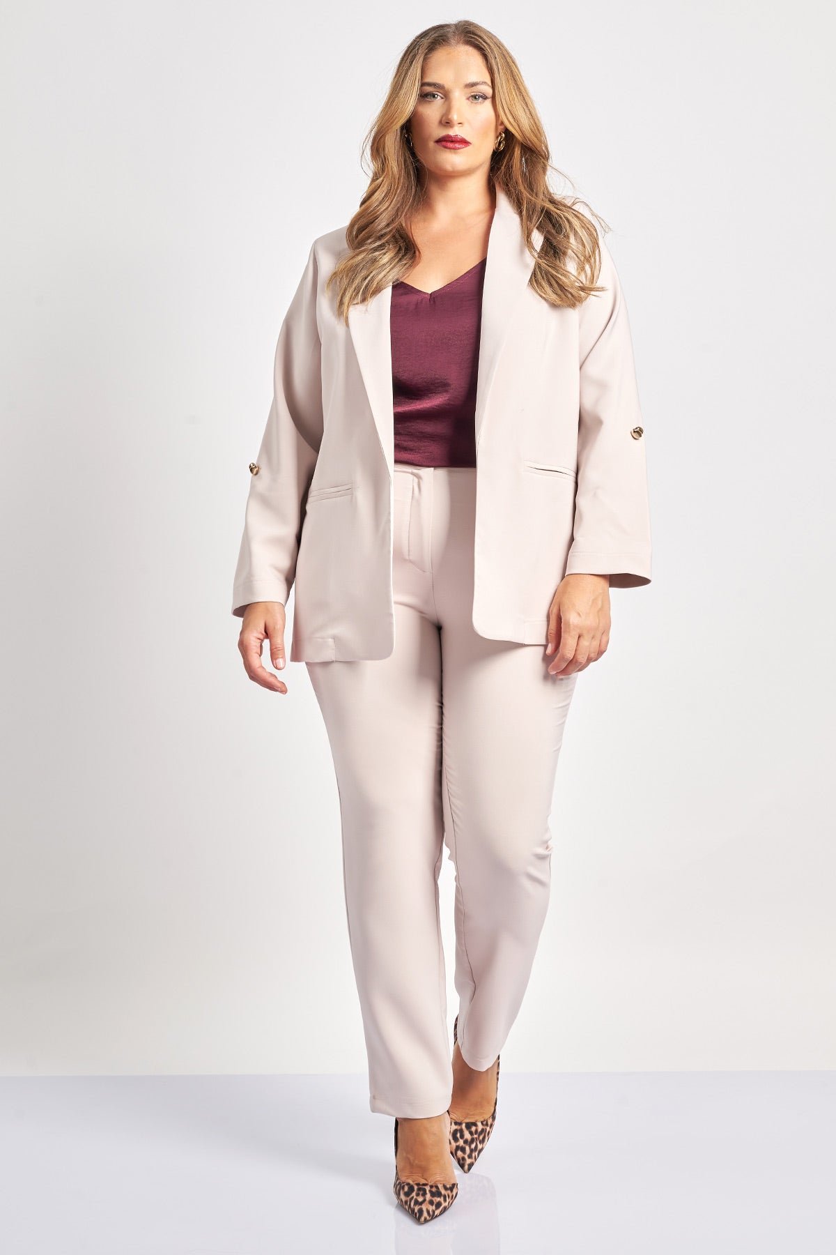 Crepe slim fit trousers - Ecru