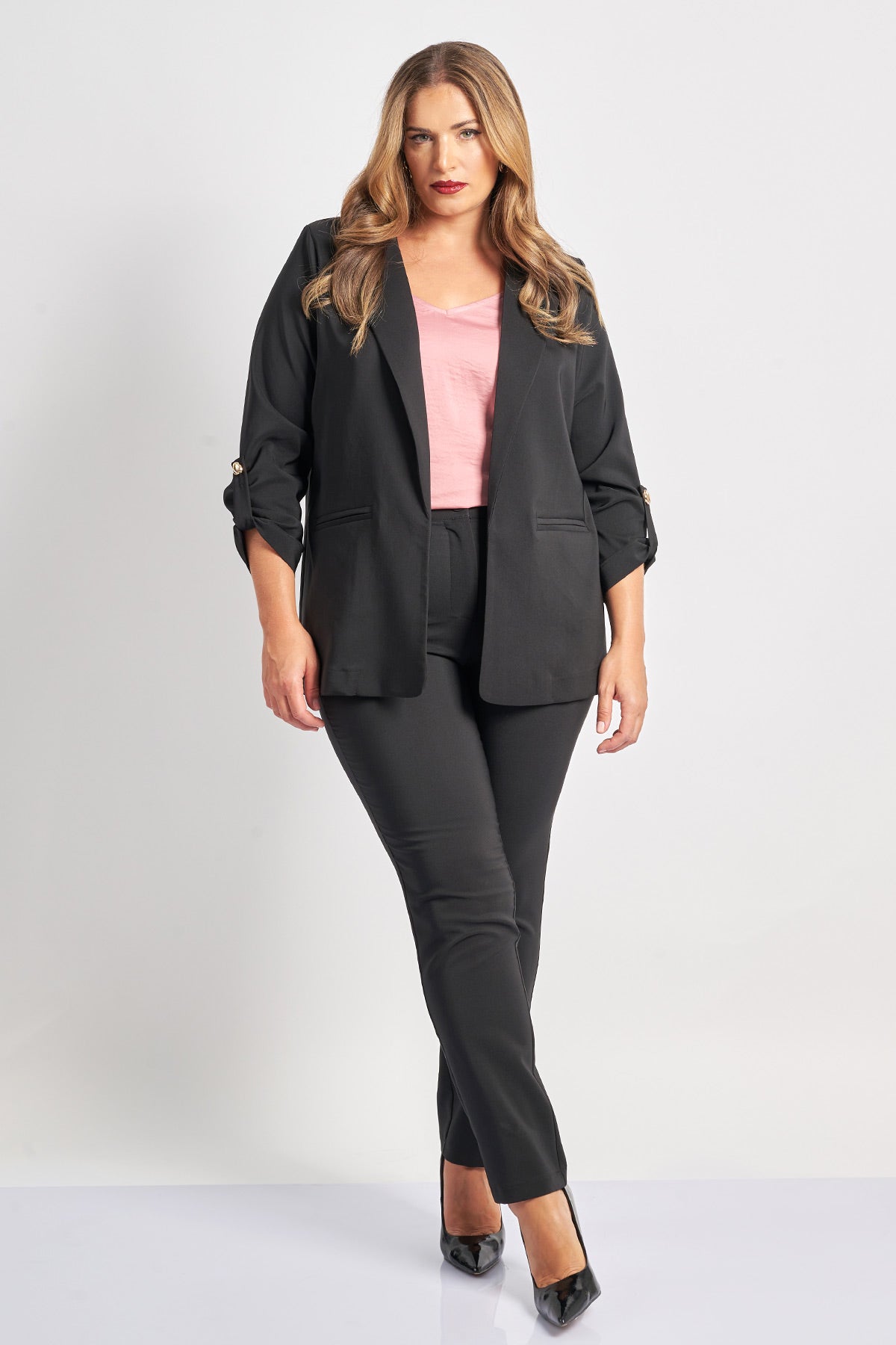 Crepe slim fit trousers - Black