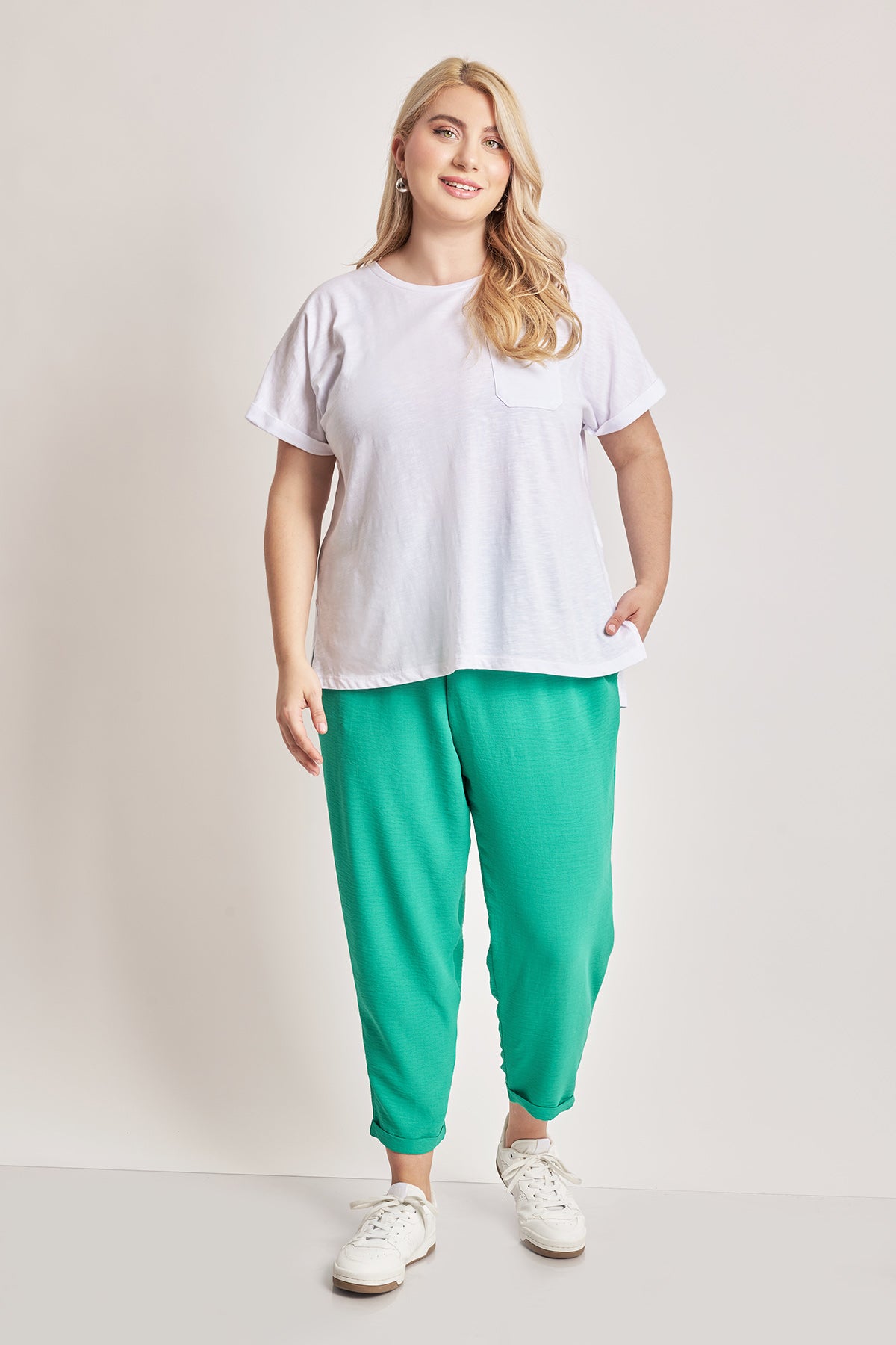 Turn-up tapered trousers - Green