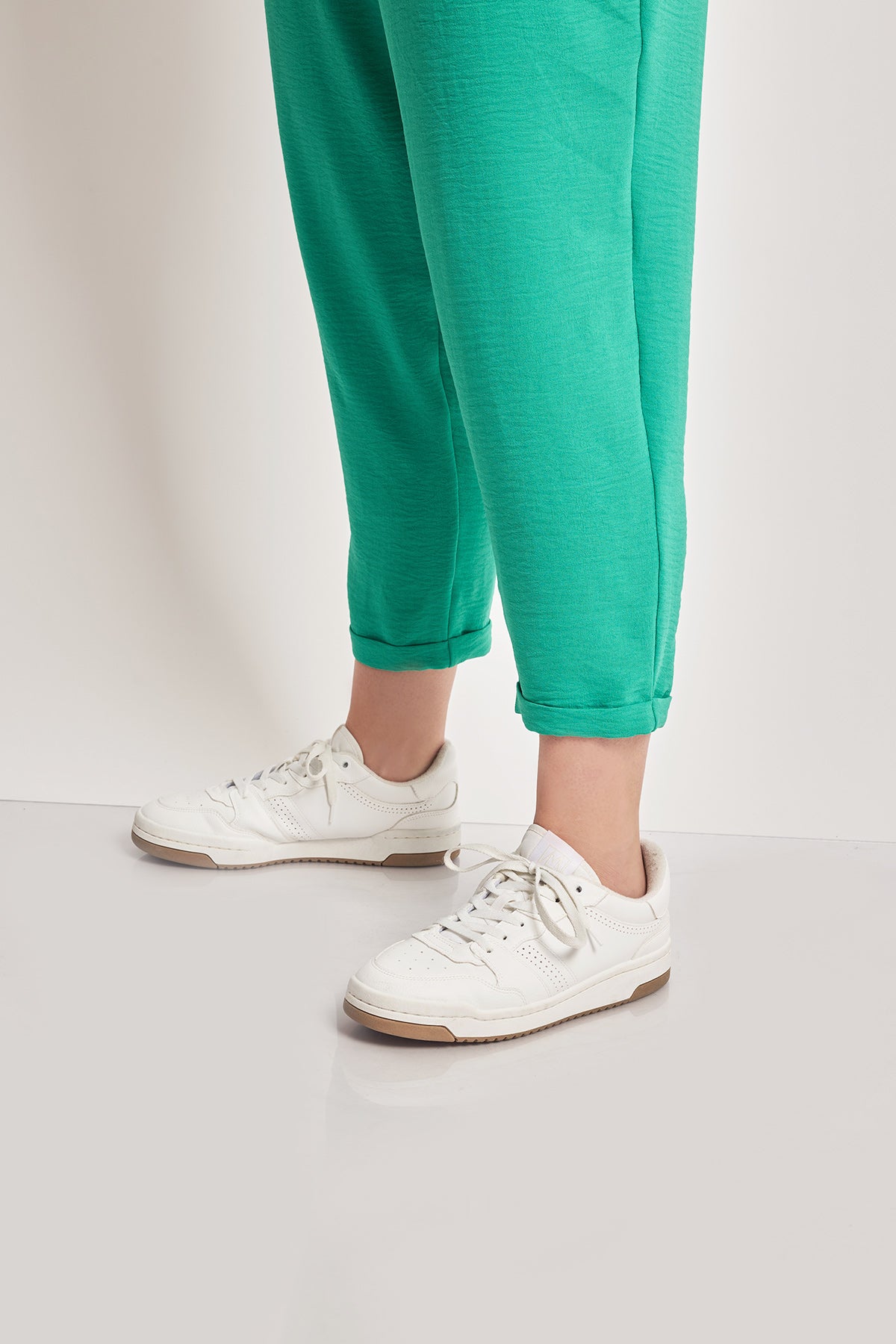Turn-up tapered trousers - Green