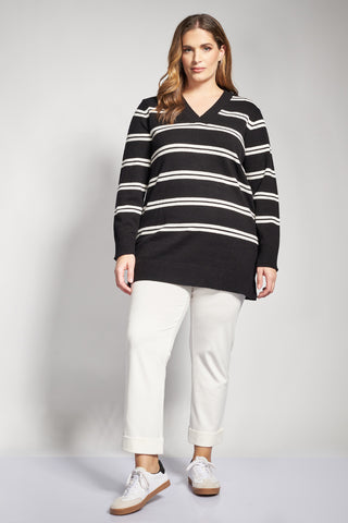 Punto trousers with elasticated waist and turnovers - Ecru