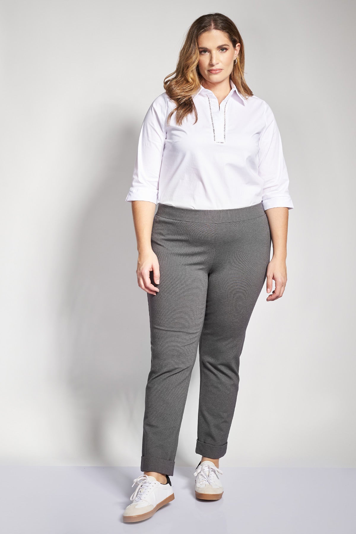 Punto trousers with elasticated waist and turnovers - Grey