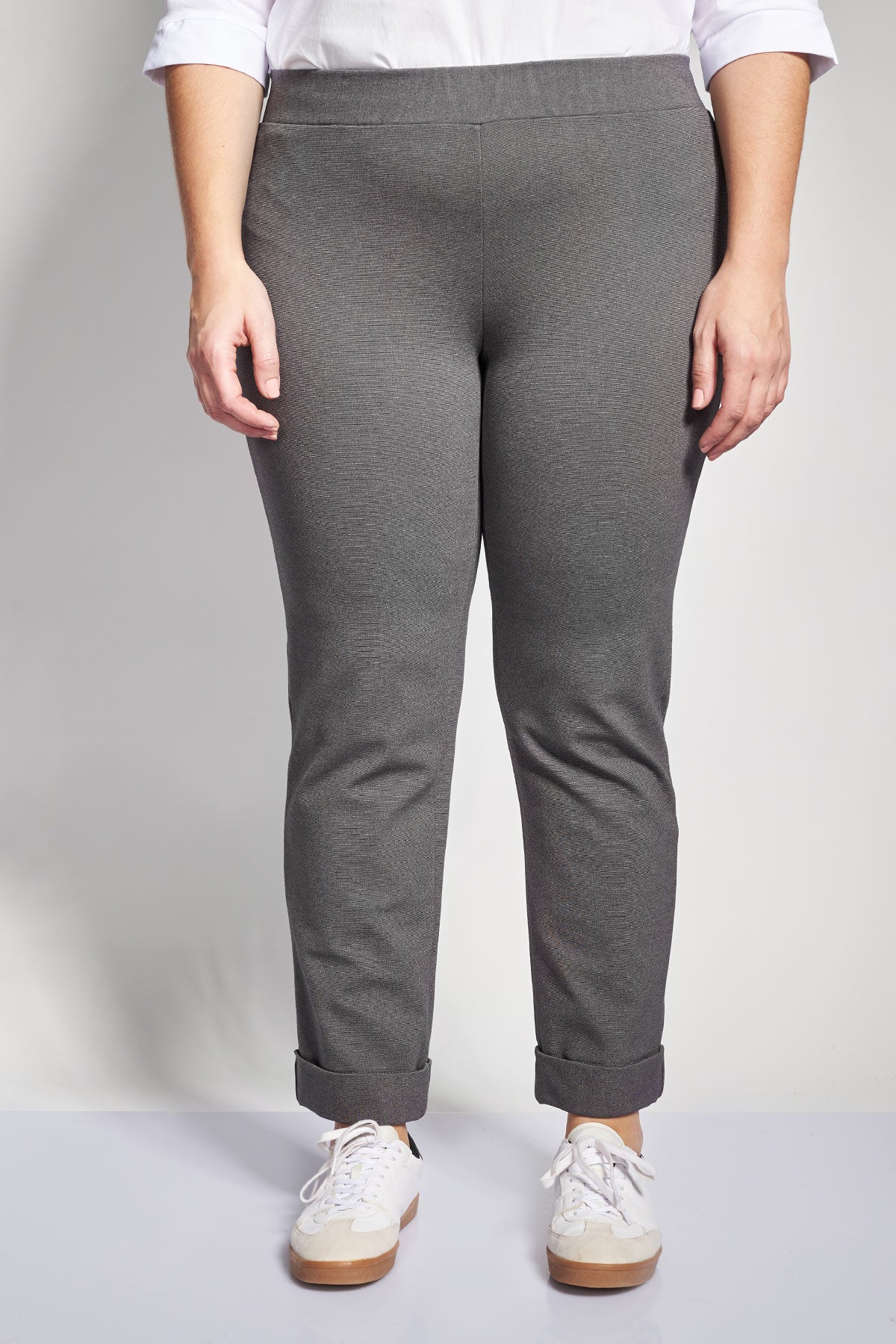 Punto trousers with elasticated waist and turnovers - Grey
