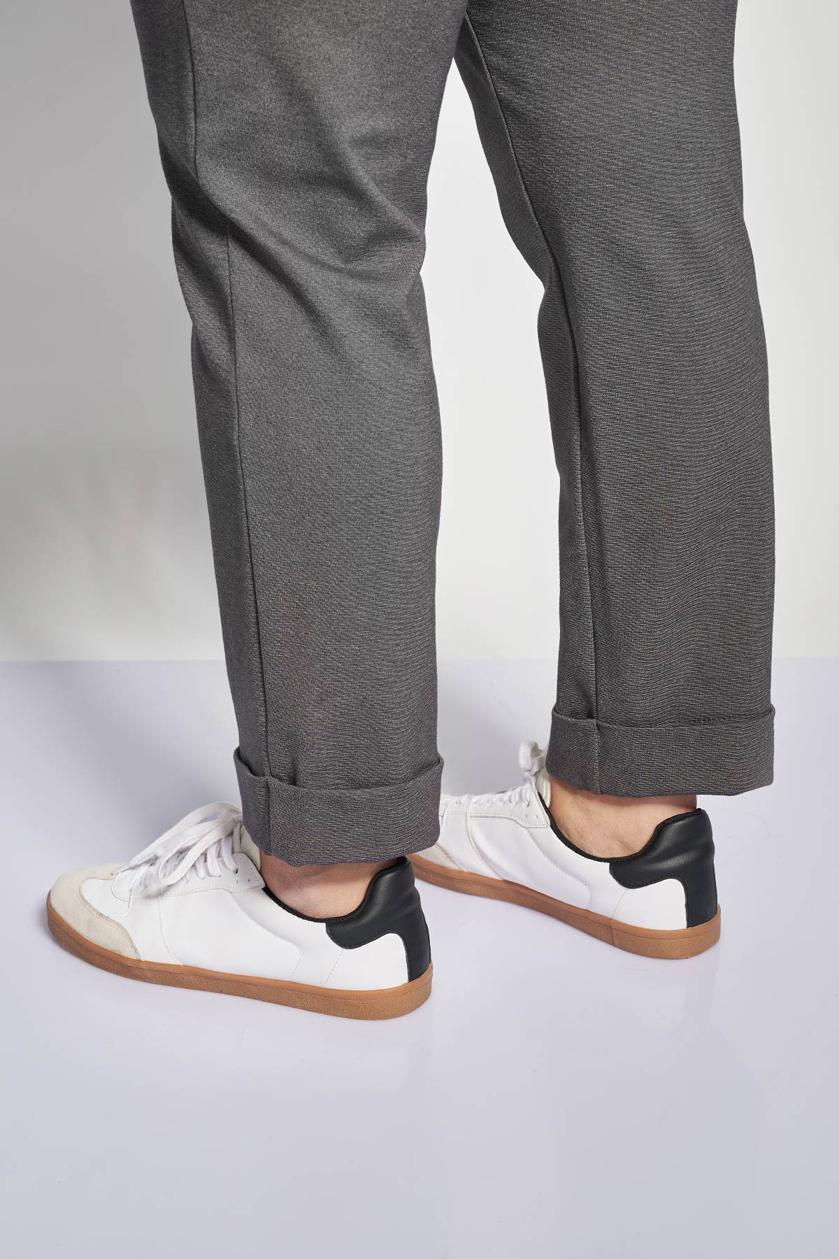 Punto trousers with elasticated waist and turnovers - Grey