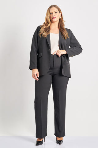 Tailored crepe straight cut trousers - Black